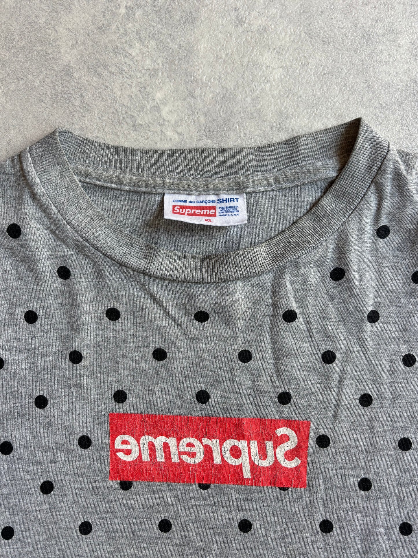 Supreme X CDG Polka Dot Box Logo T-shirt Grijs XL