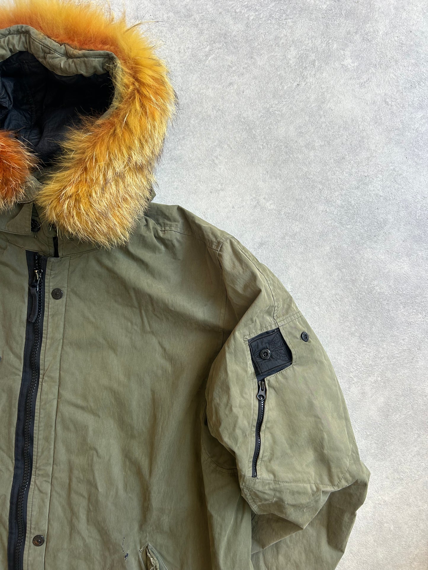 Stone Island Shadow Project Tela 50 Fili 2L Fur Hood Jacket Green XL