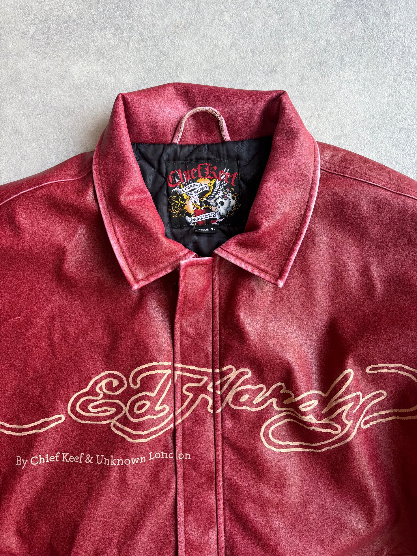 Ed Hardy x Unknown London X Chief Keef Jacket Red L