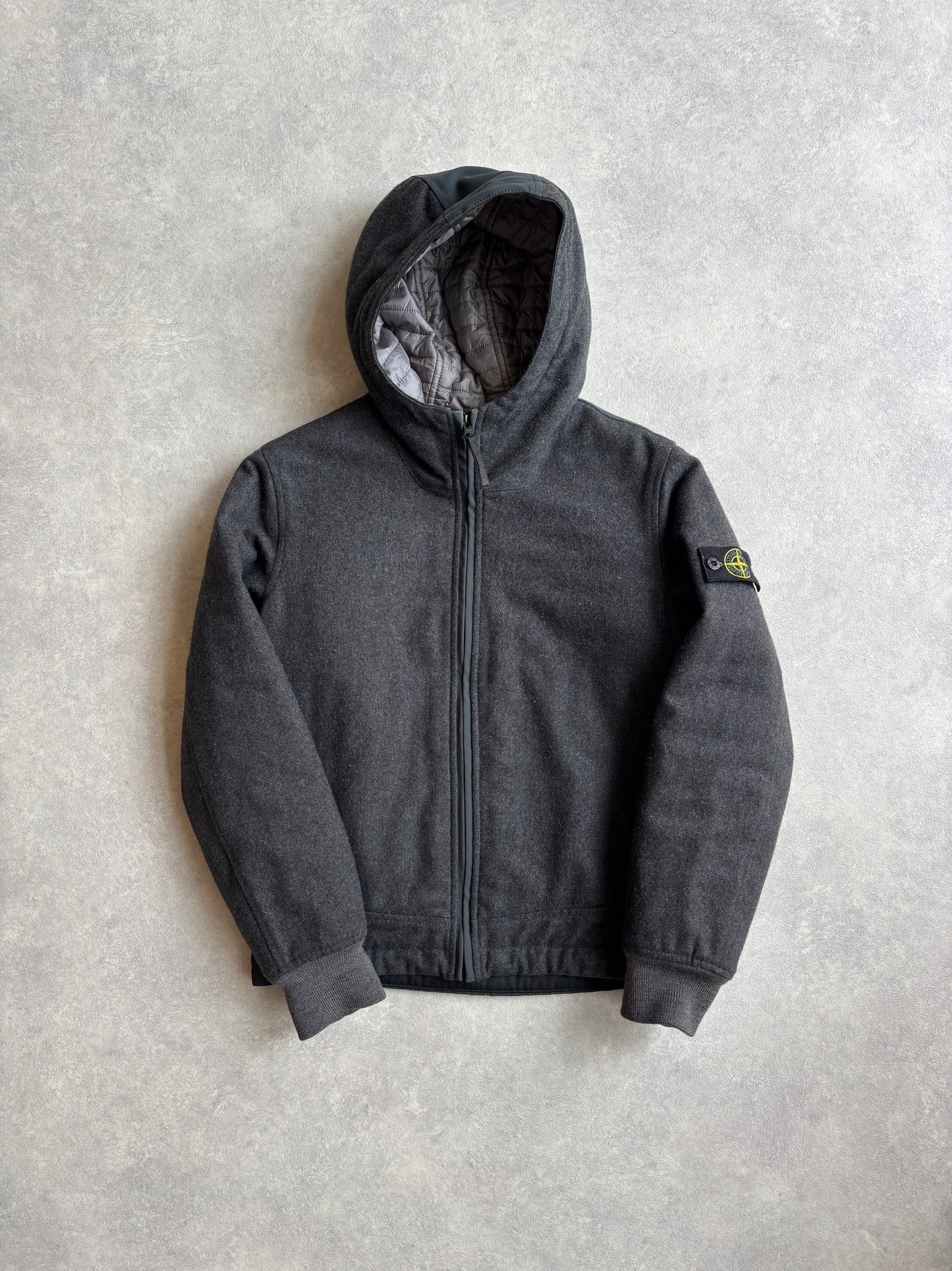 Stone Island Junior Softshell Hooded Full Zip Grey Junior 14YRS