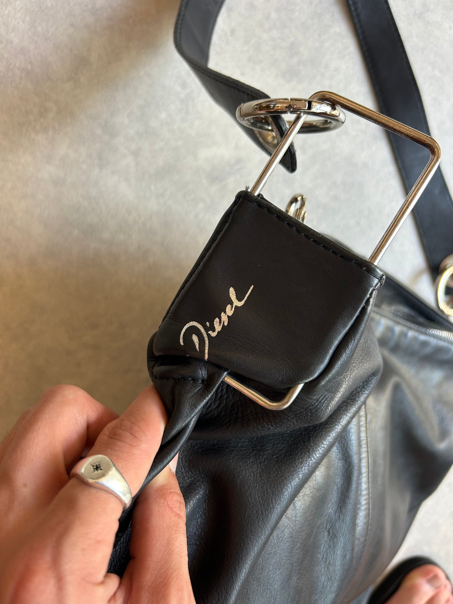Diesel Leather Shoulder Bag Black