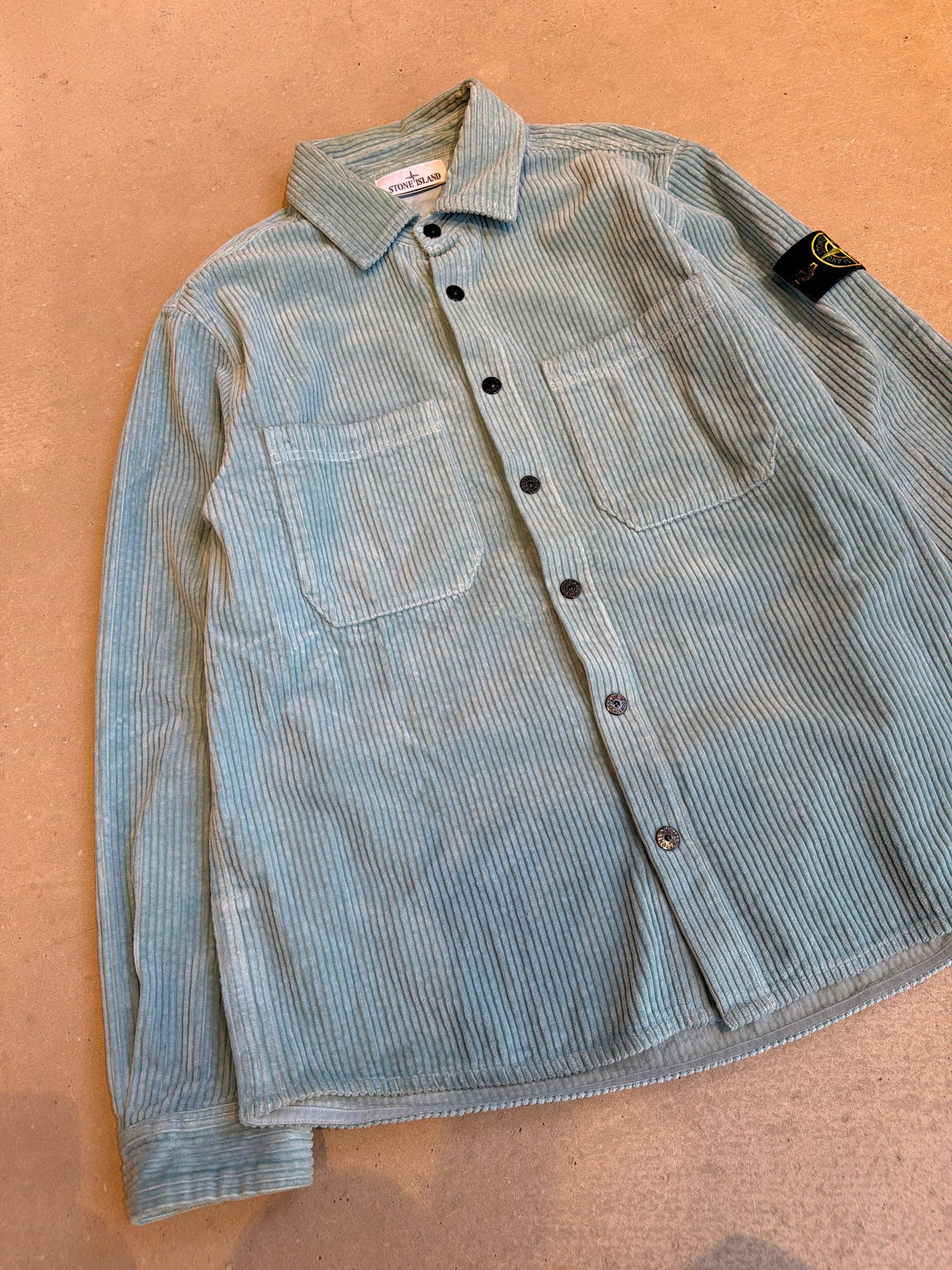 Stone Island Compass Corduroy Over Shirt Crystal Blue L