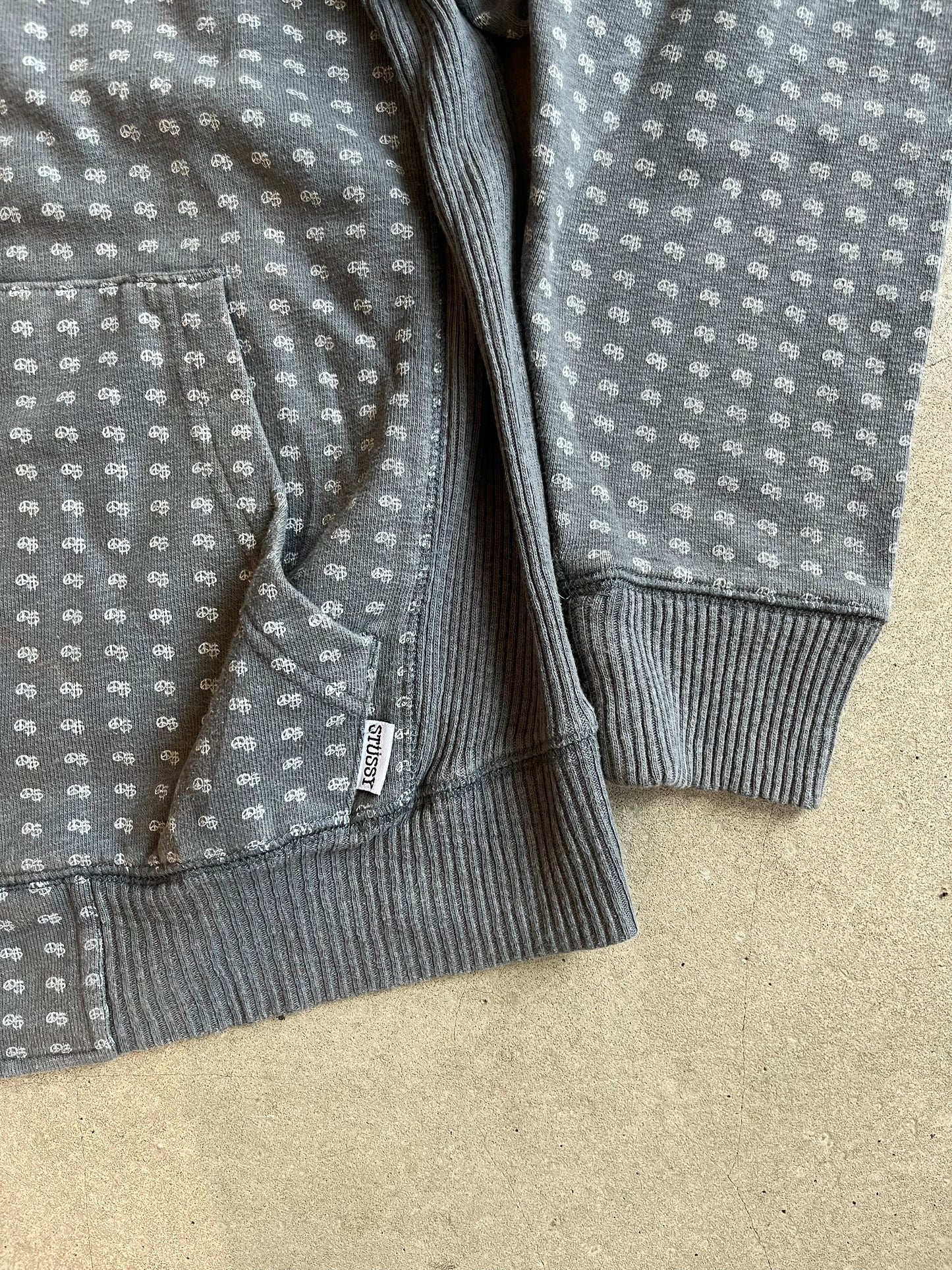 Stüssy Peace and Prosperity Zip-Up Hoodie Grey M