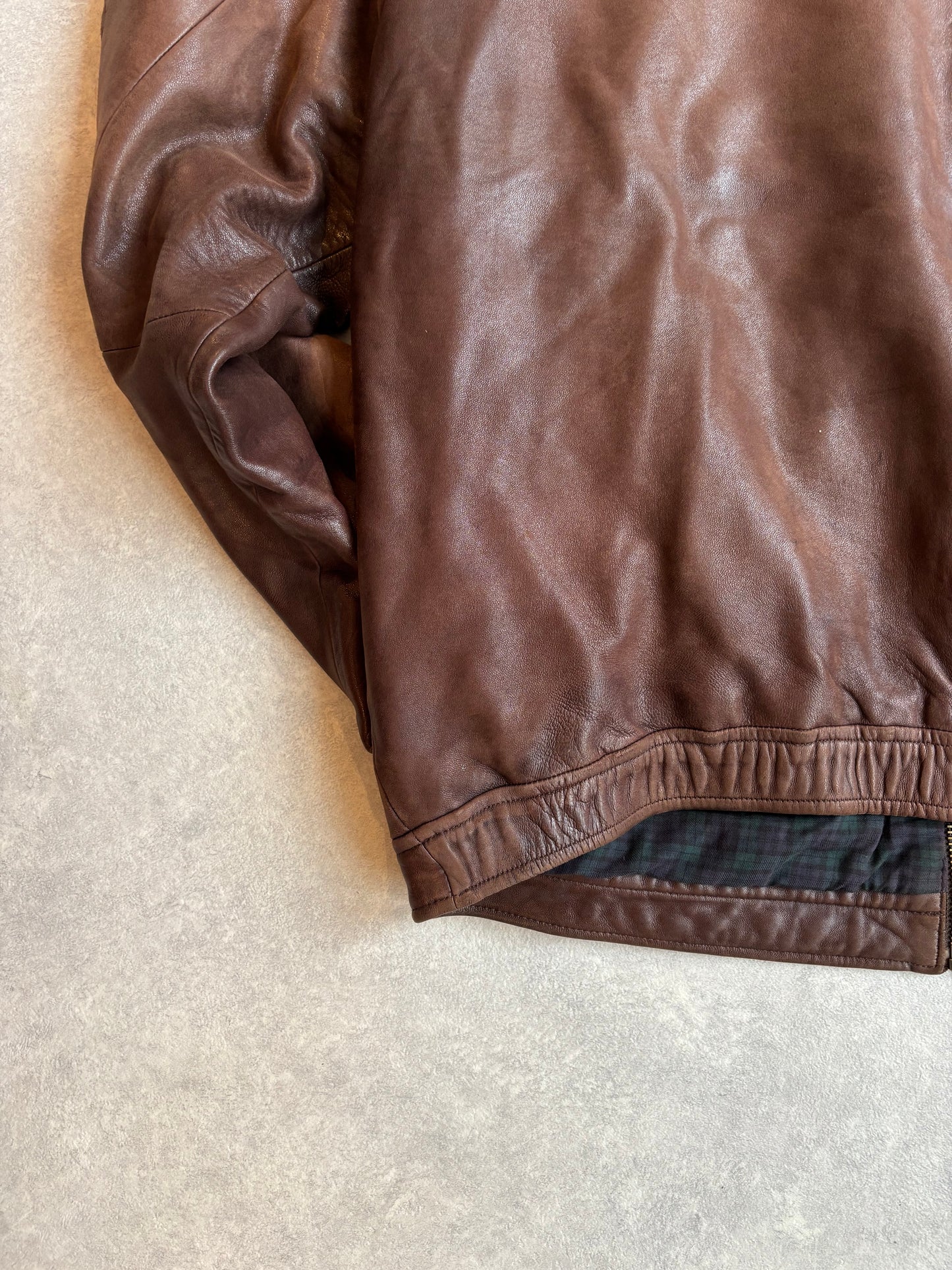Polo Ralph Lauren Leather Bomber Jacket Brown XL