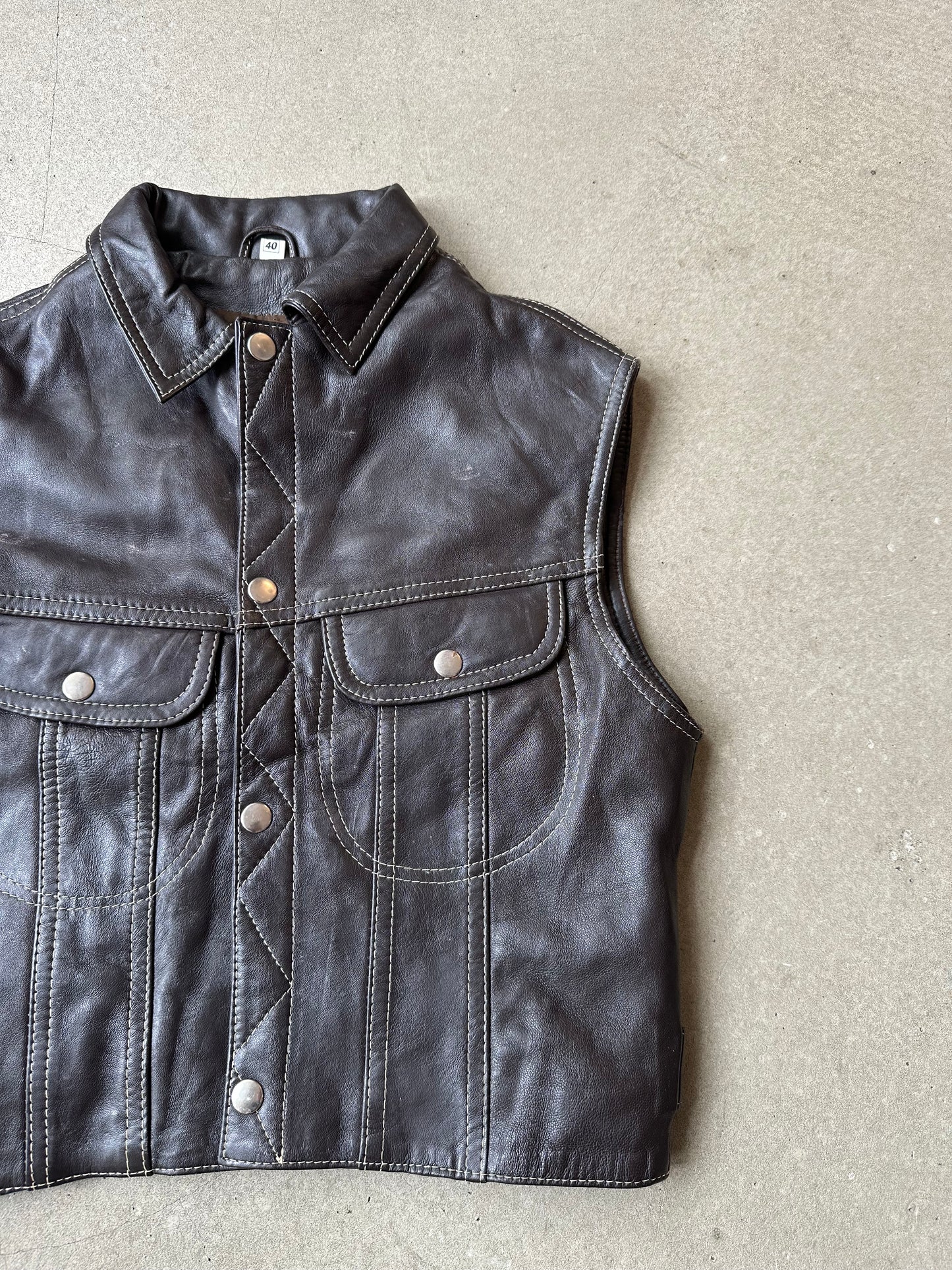 Leather Vest Brown  Size 40