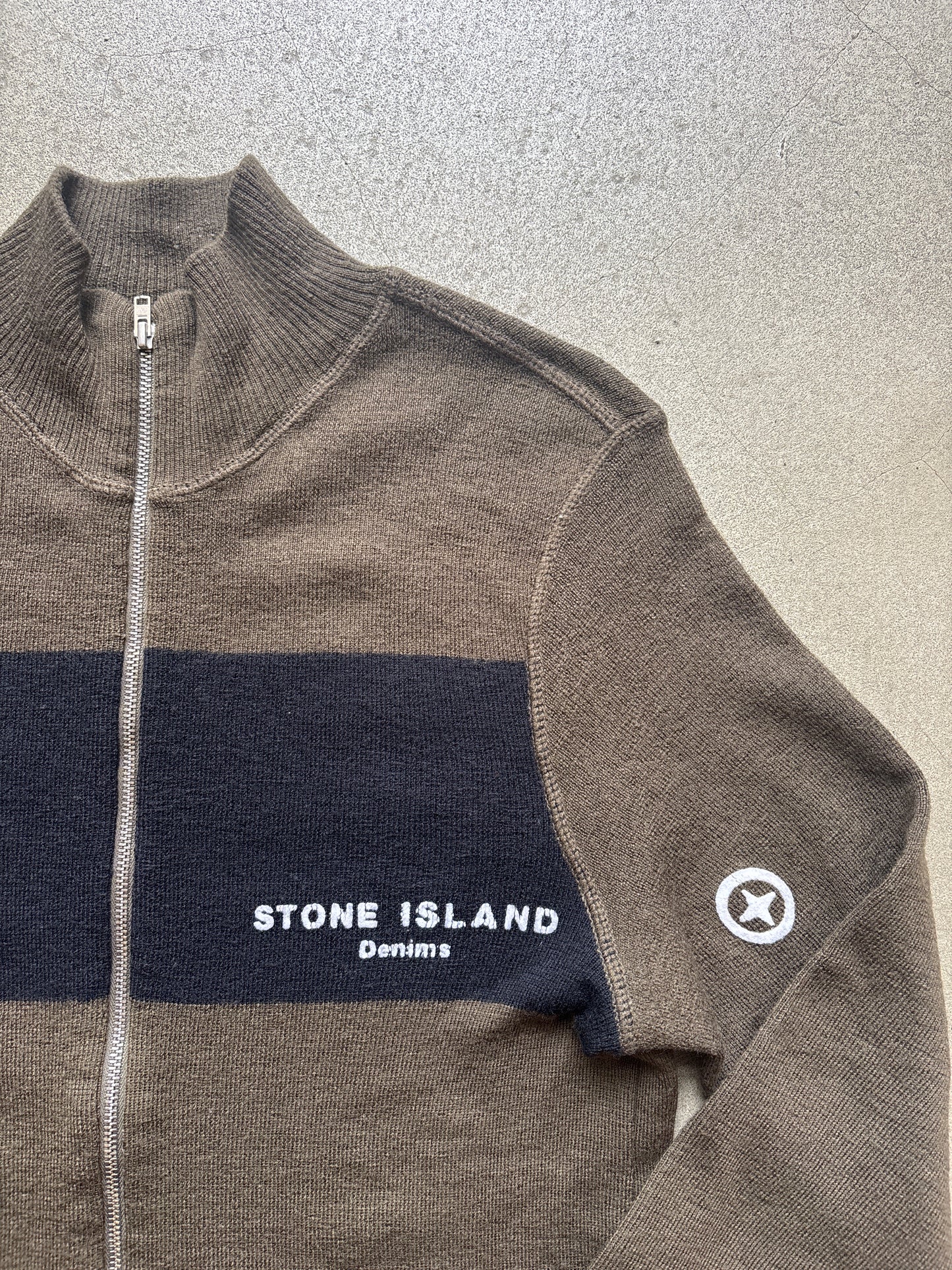 Stone Island Denims Zip Up Knit  Green L