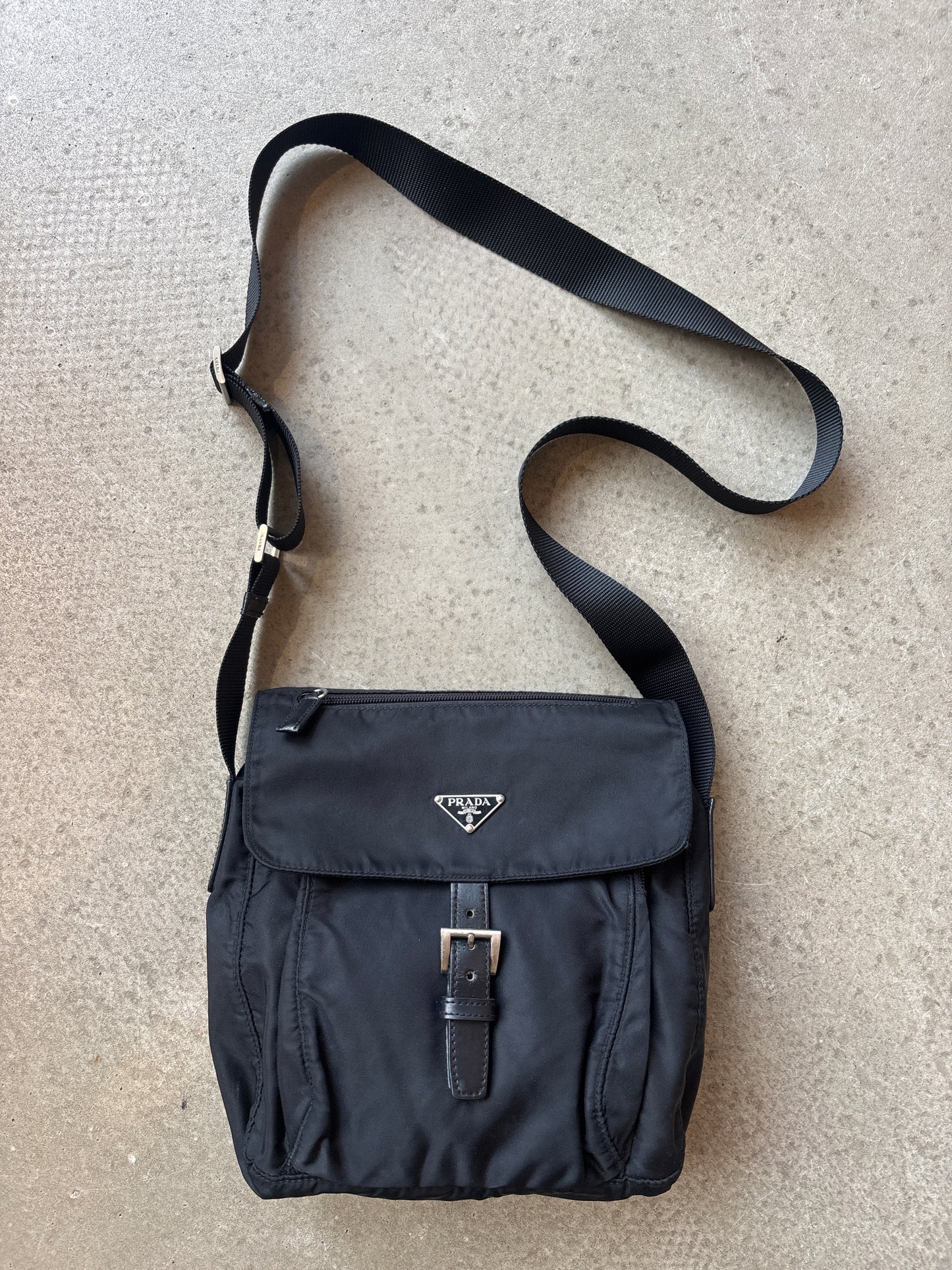 Prada Nylon Single Strap Messenger Bag Black
