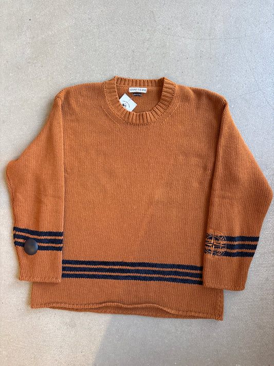 Vintage Stone Island Arm Logo Knit Brown Medium