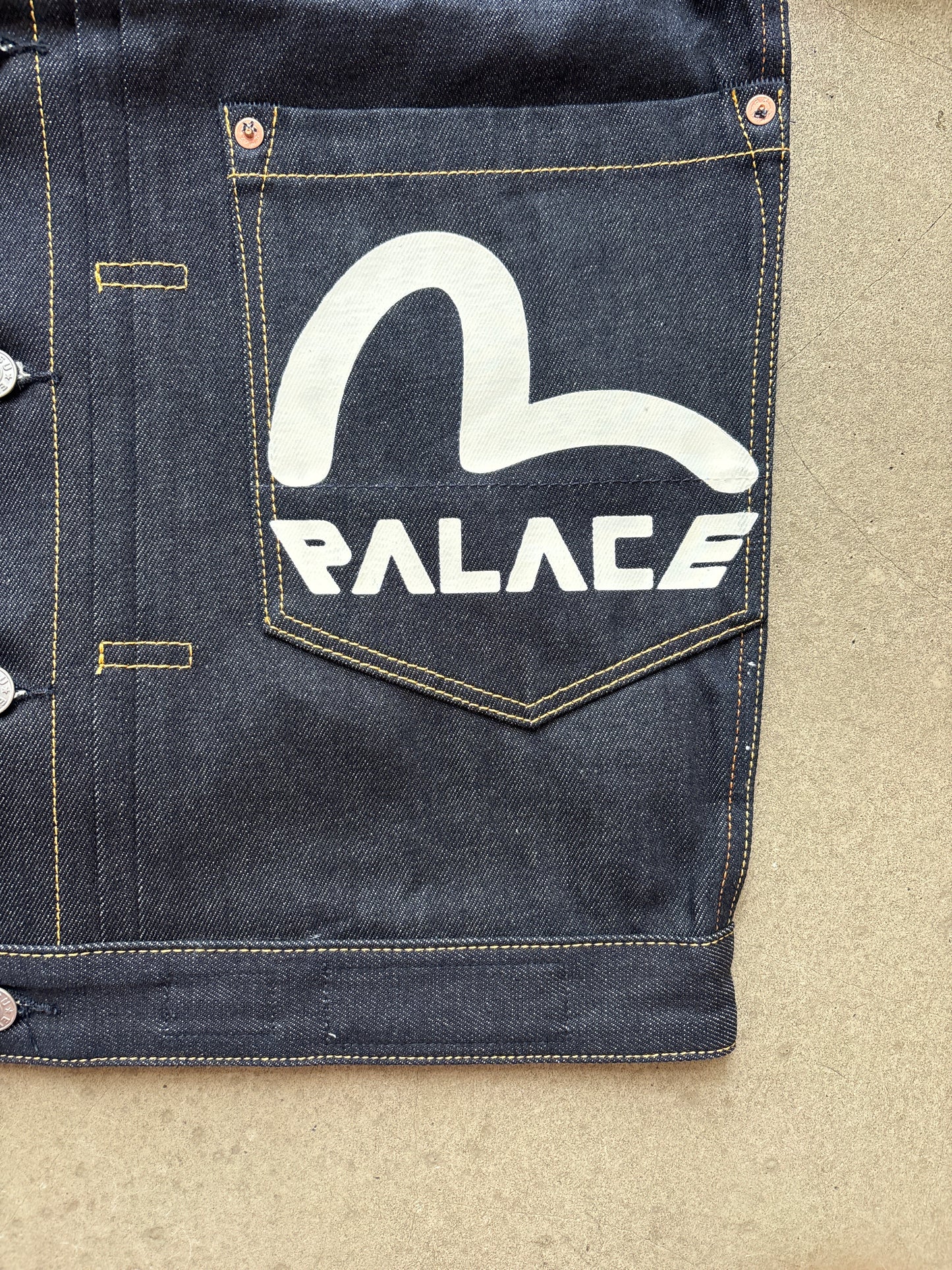 Palace x Evisu Classic Seagull Denim Jacket Indigo Raw