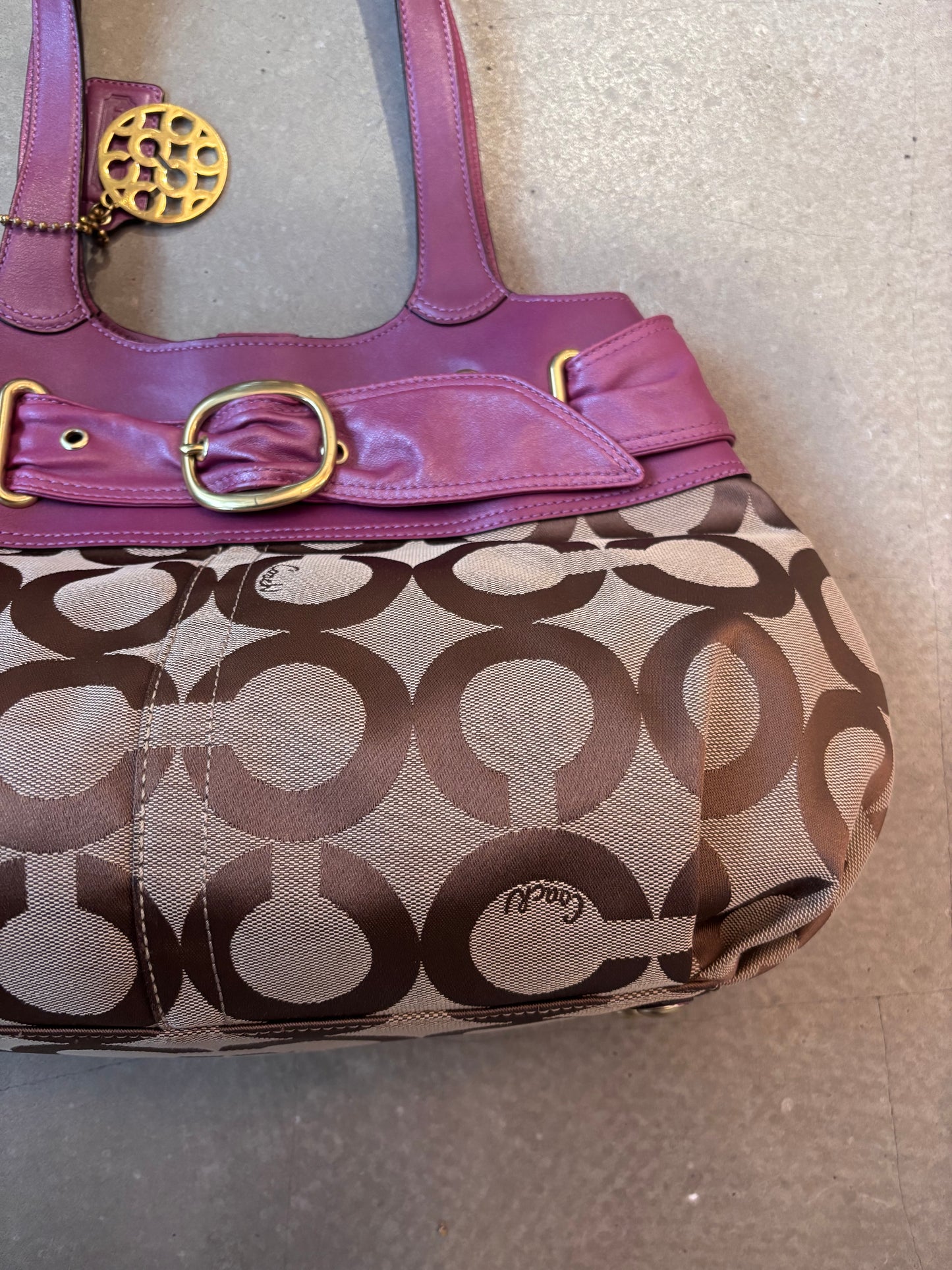 Coach Monogram Belt Handbag Purple