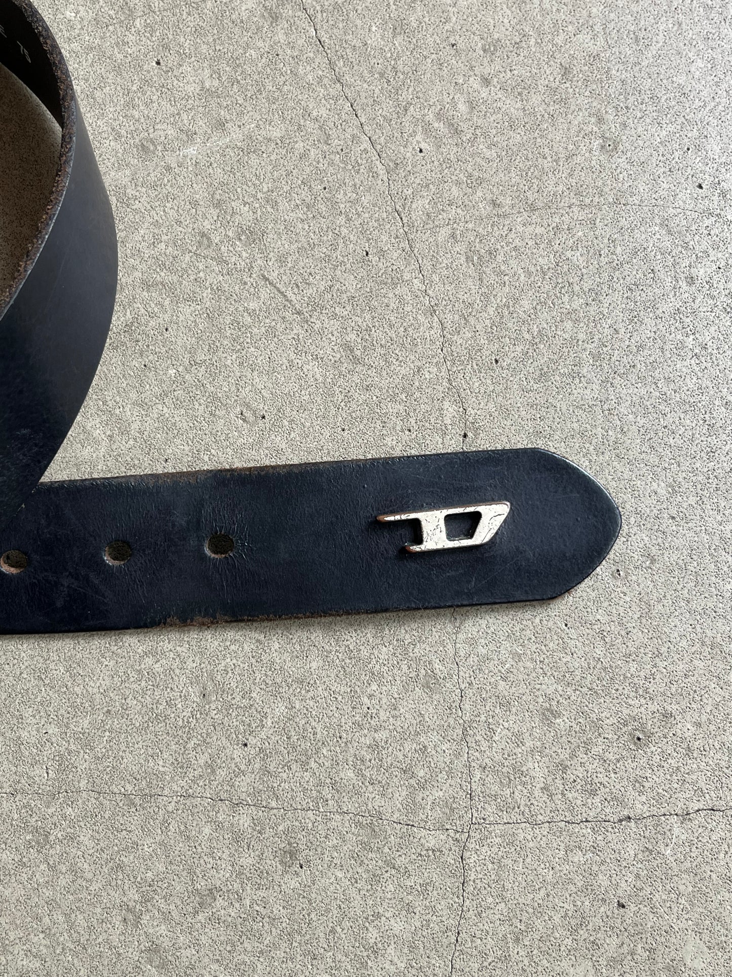 Diesel Split Leather D Belt Black