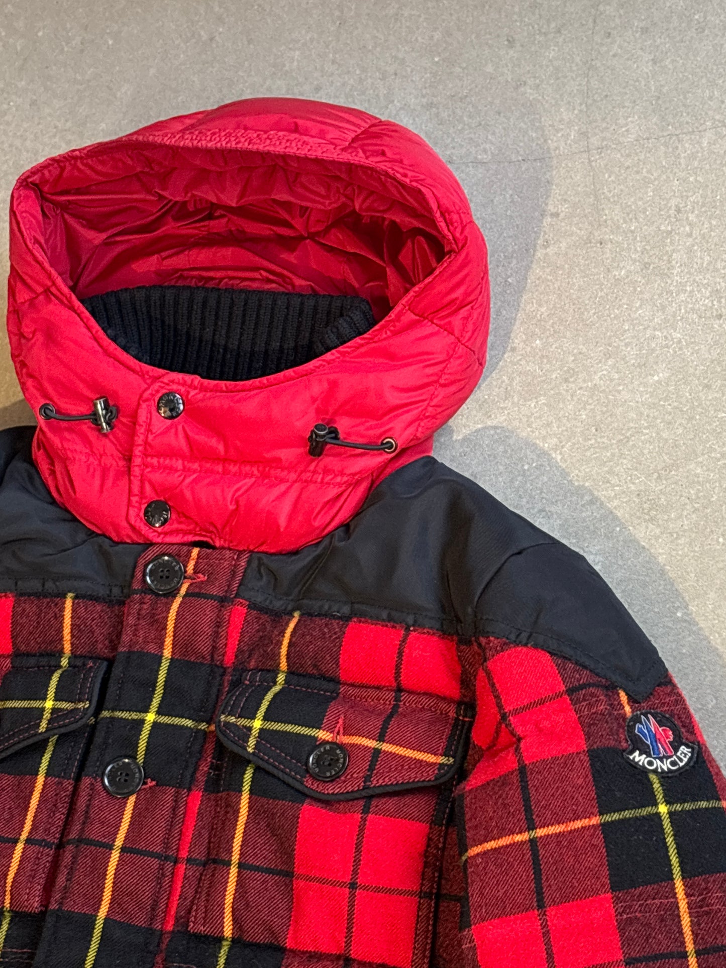Moncler Grenoble Pamiers Plaid Down Jacket Red S