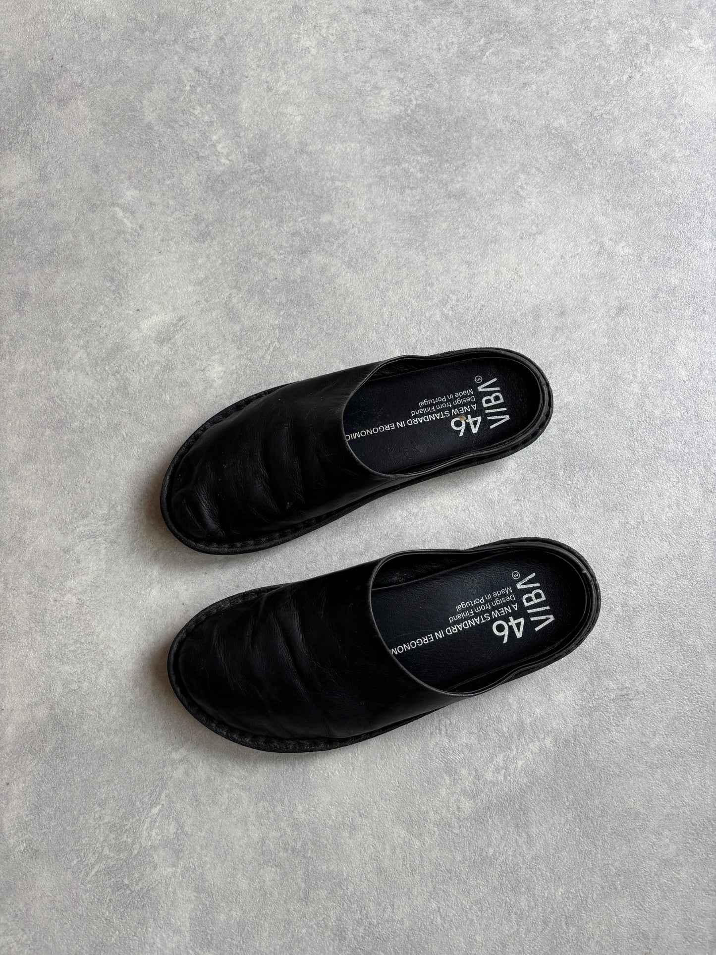 VIBAe Roma Leather Black Mule EU46