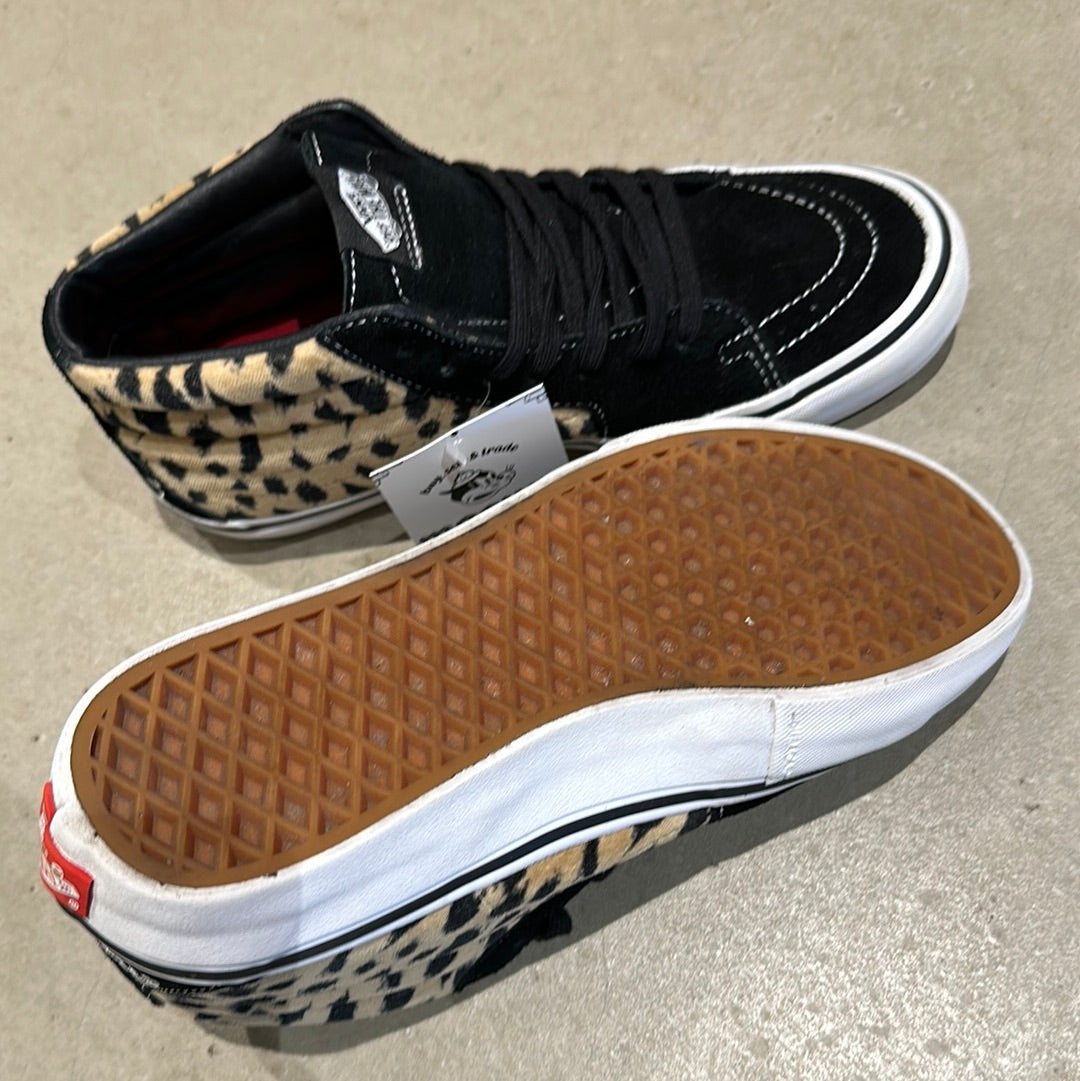 Vans Sk8-Mid Supreme Velvet Leopard Black Size 41