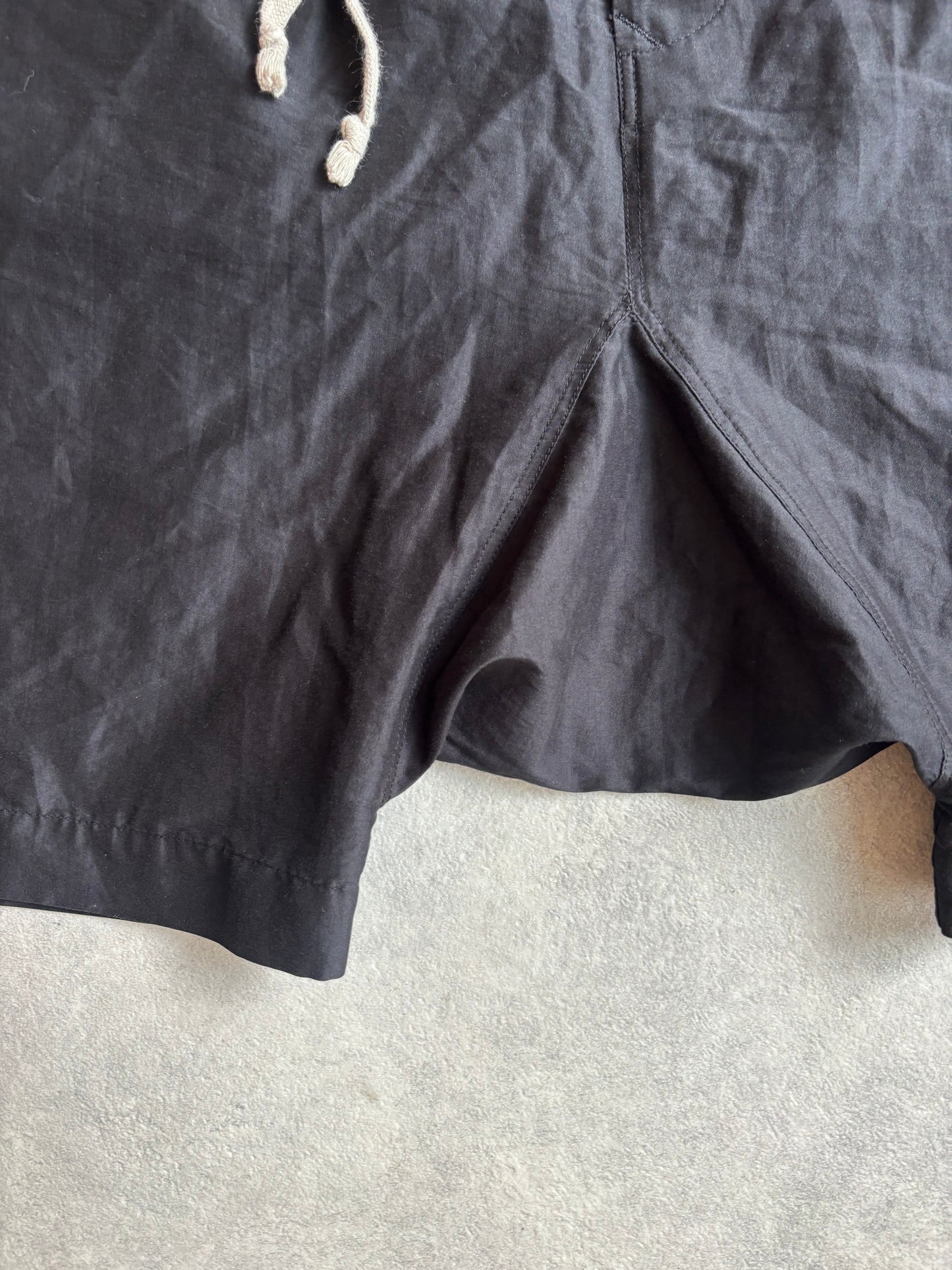 Rick Owens Drop Crotch Silk Babel Shorts Black Size 52