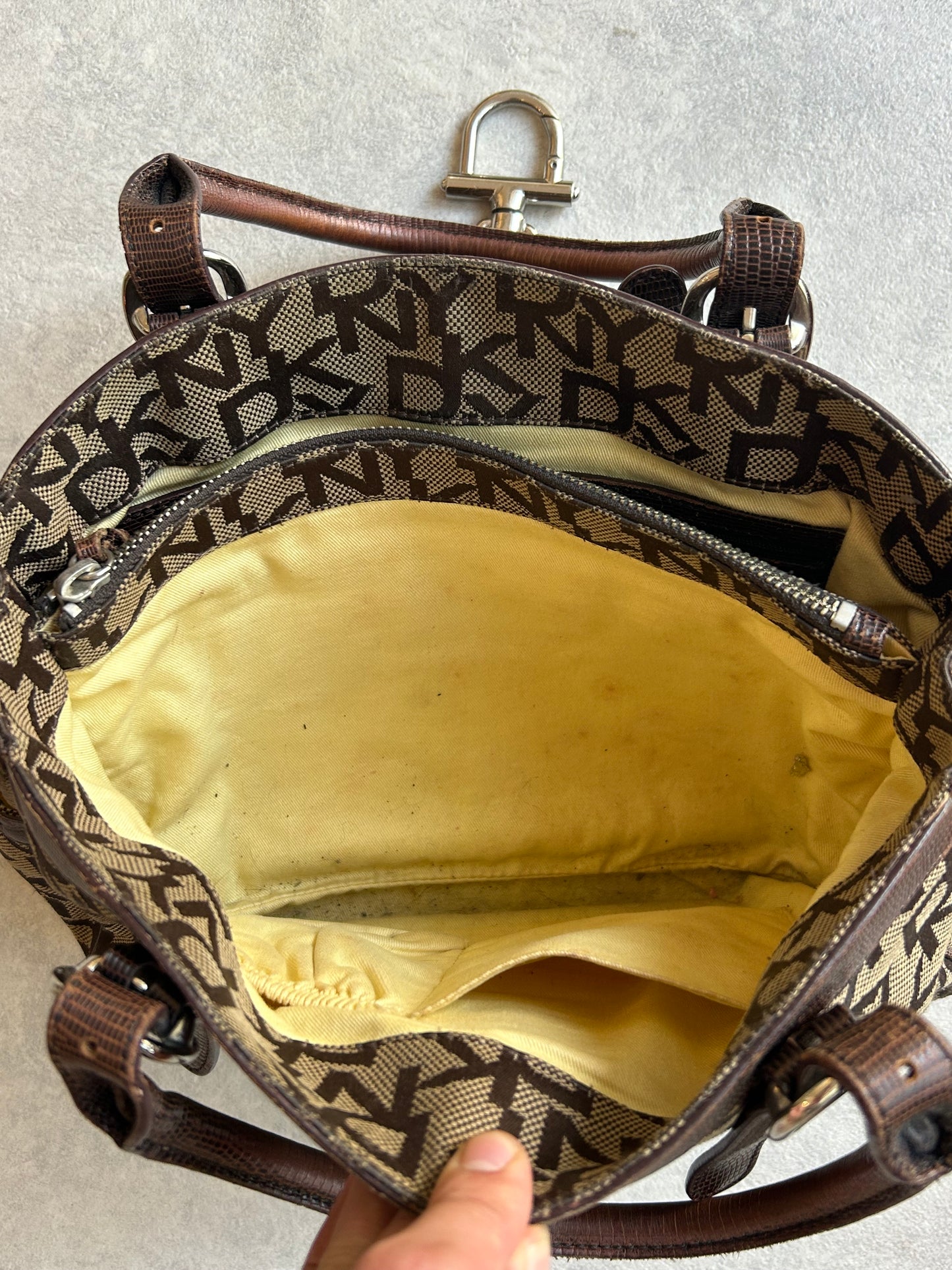 DKNY Monogram Handbag Brown