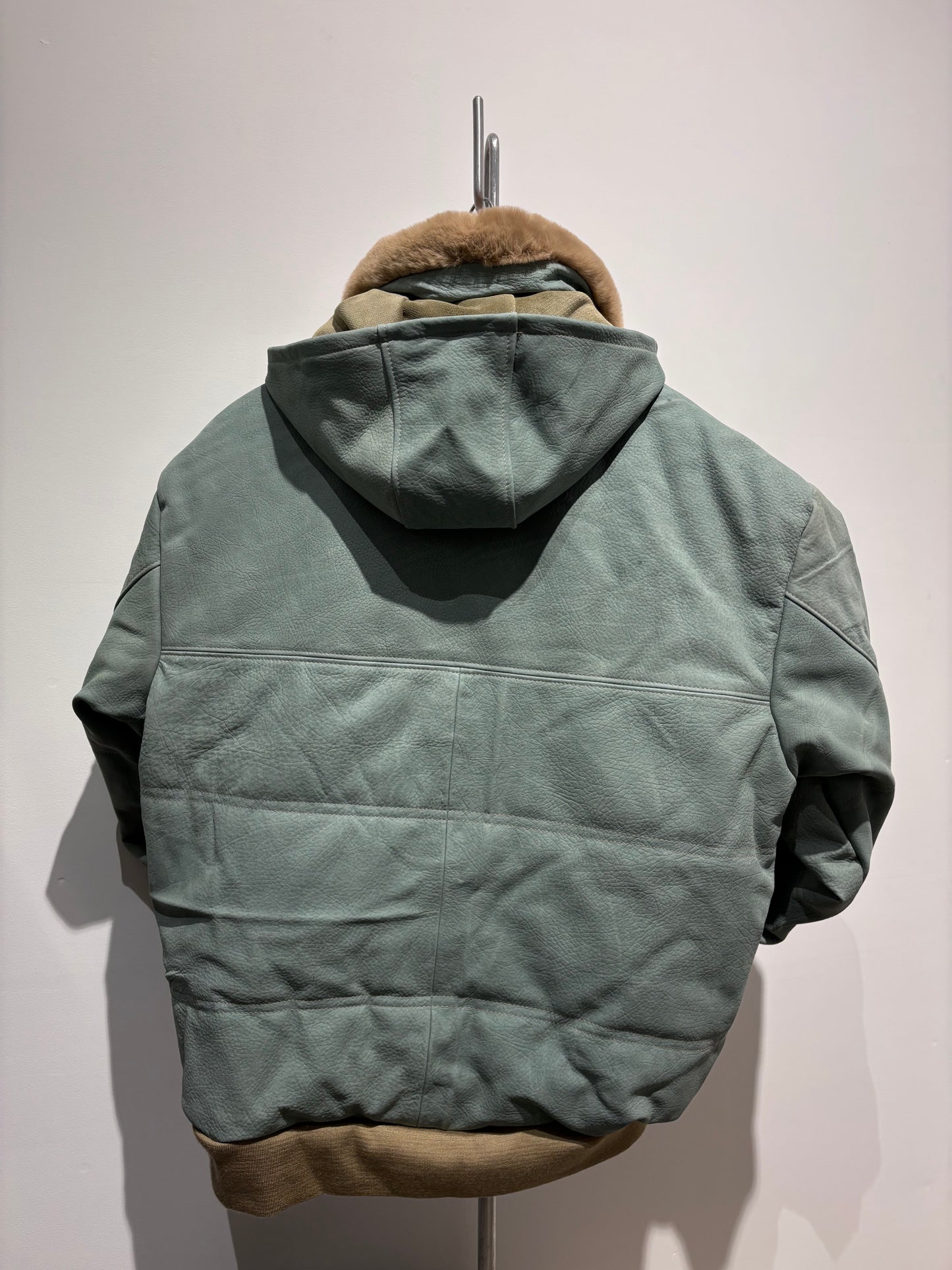 Light Blue Leather Bomber