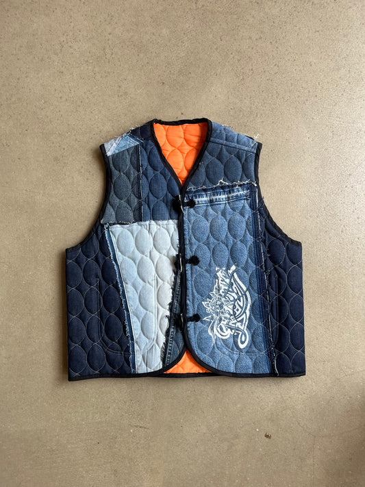 Atelier Reservé Quilted Denim Bodywarmer Blue