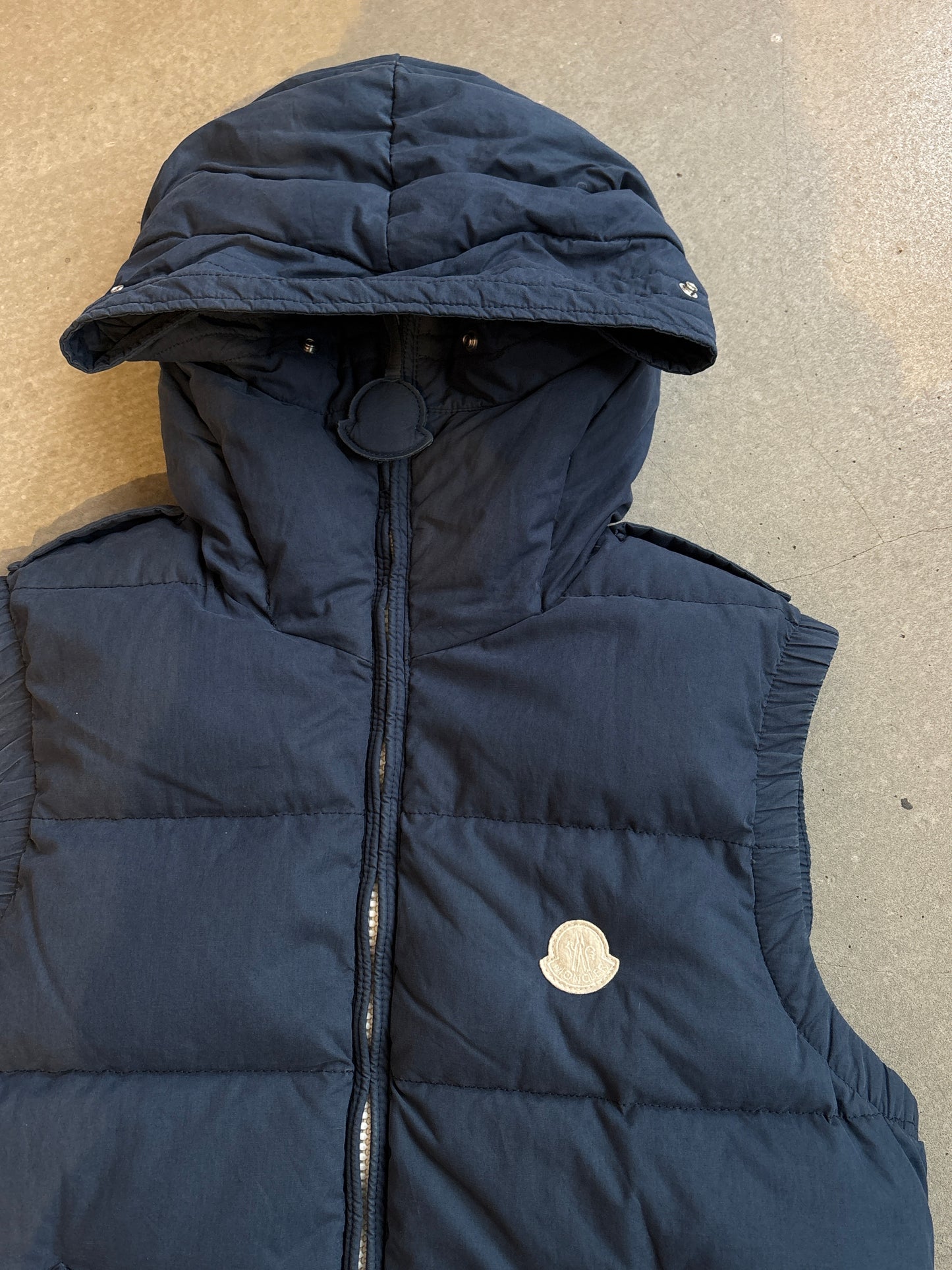 Vintage Moncler Hooded Puffer Vest Navy S