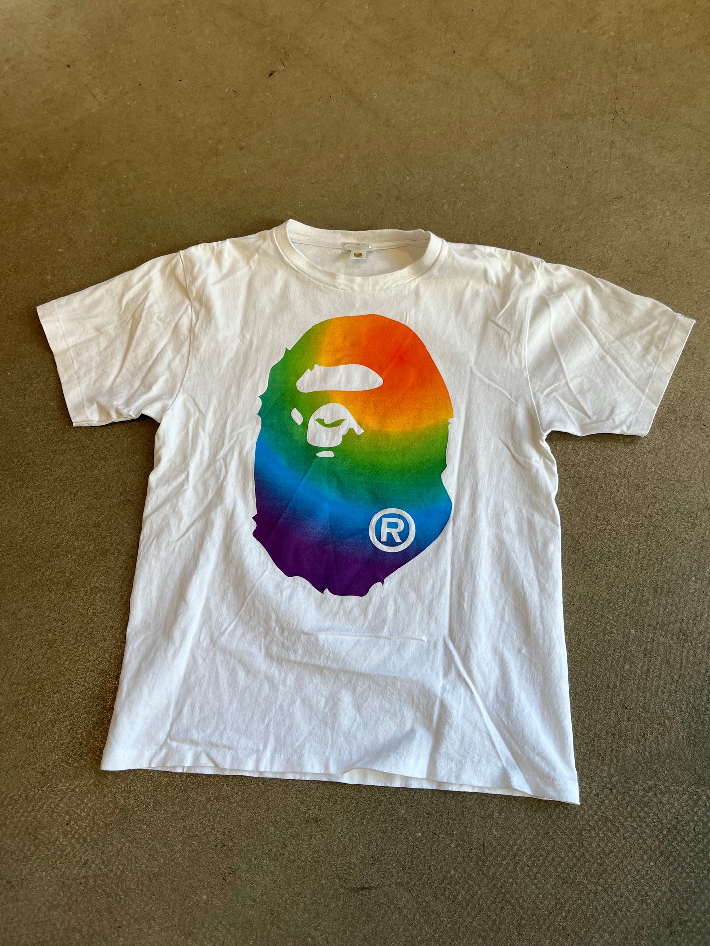 Bape Rainbow Big Ape Tee White Medium