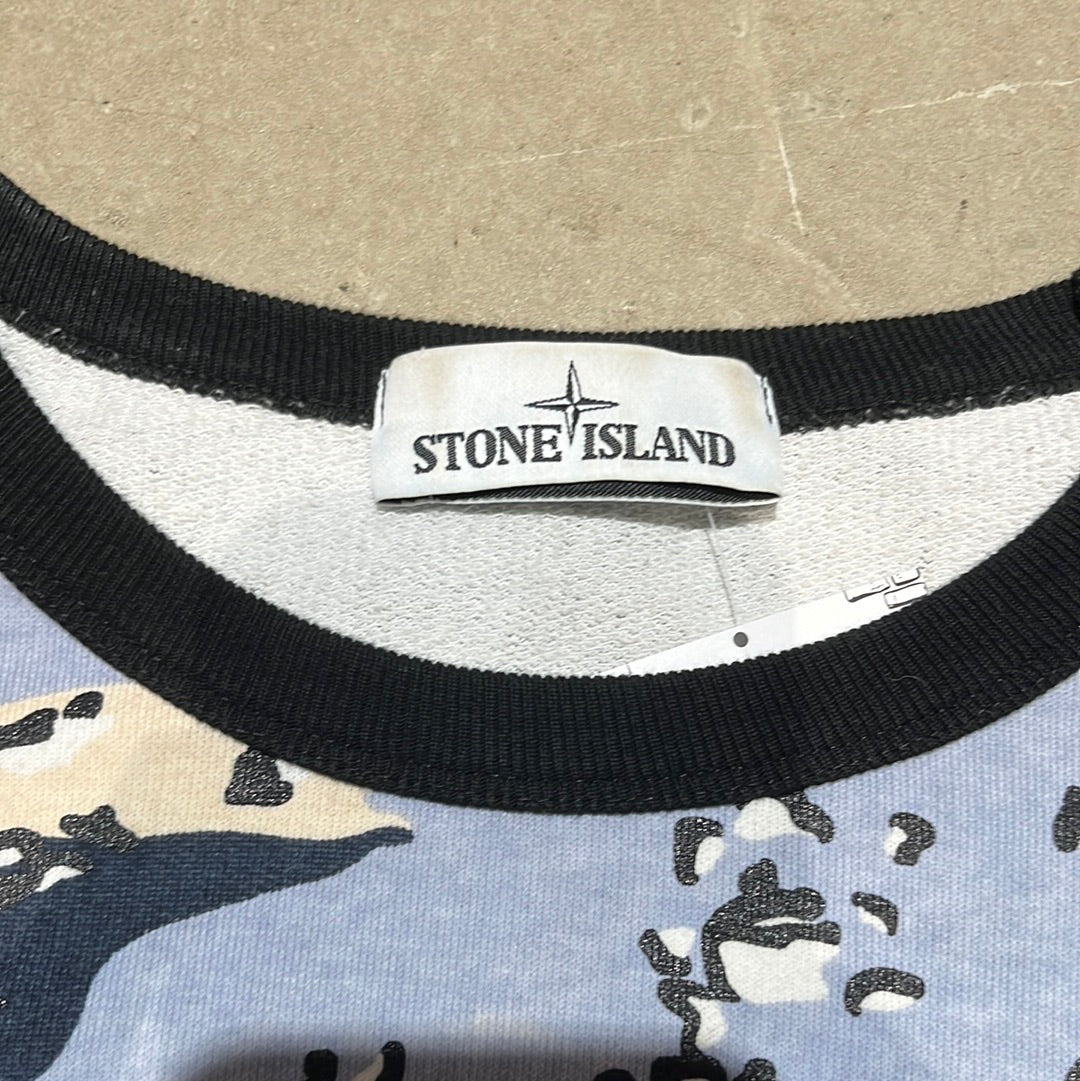 Stone Island Camo Sweater Blue Large