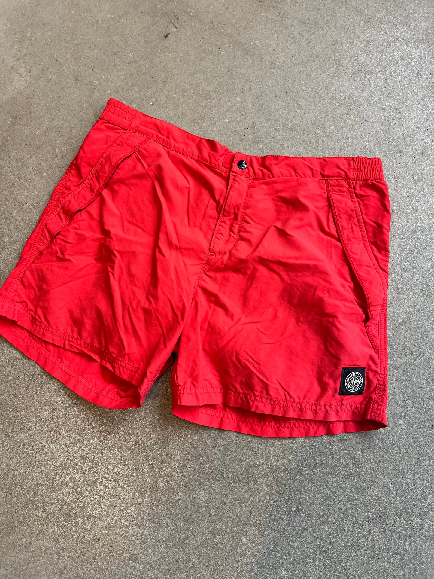 Vintage Stone Island Logo Shorts Red XL