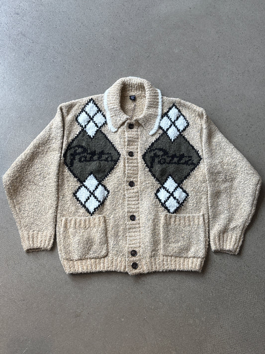 Patta Argyle Knit Cardigan Beige M