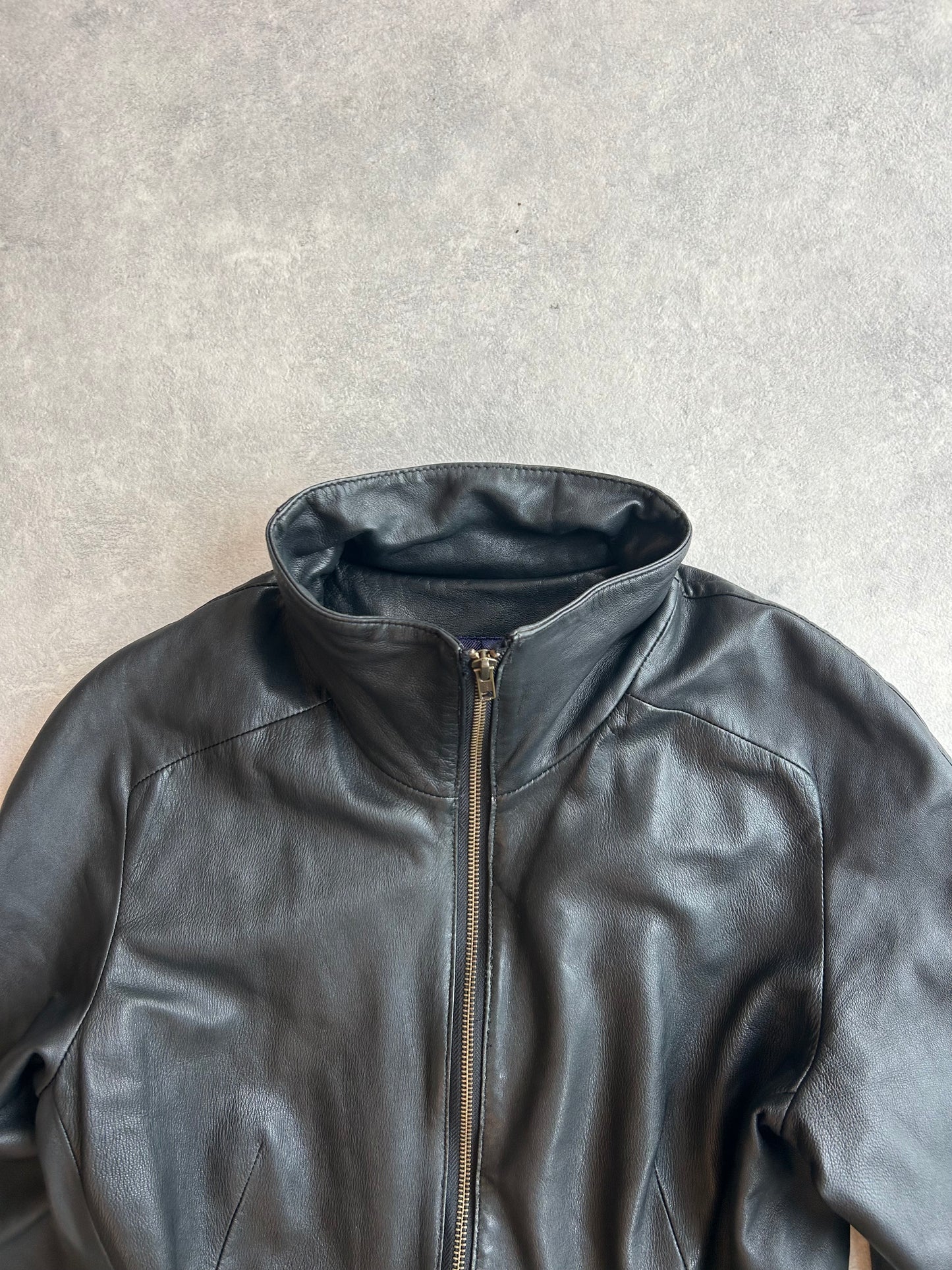 Vintage Redskins Leather Trench Coat Black Medium