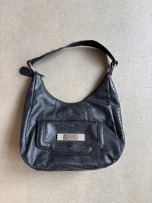 Guess Leather Print Handbag Black