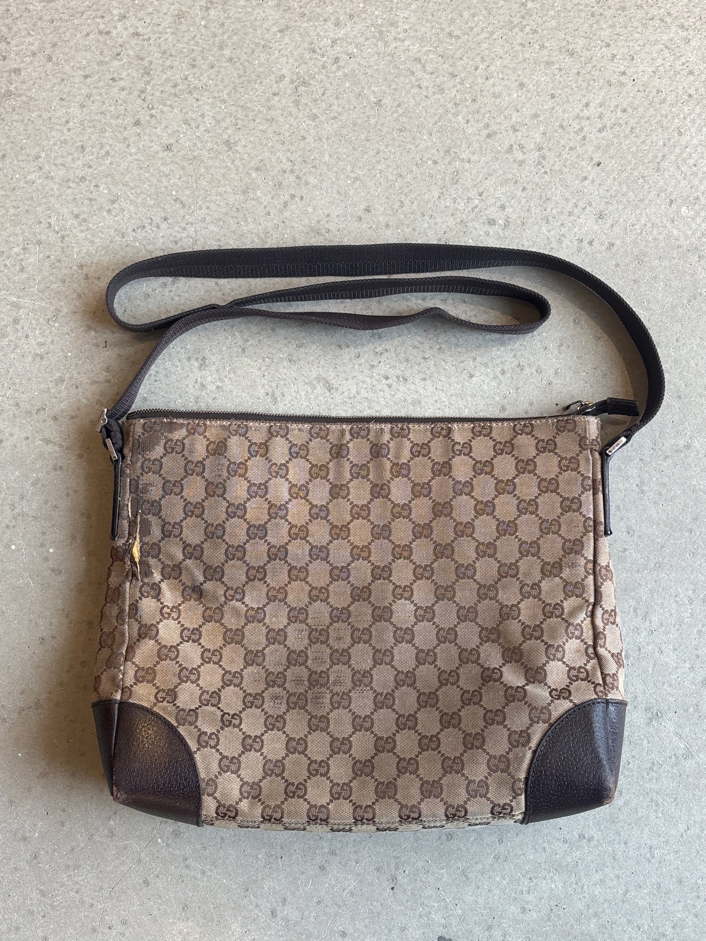 Gucci GG Monogram Messenger Bag Brown
