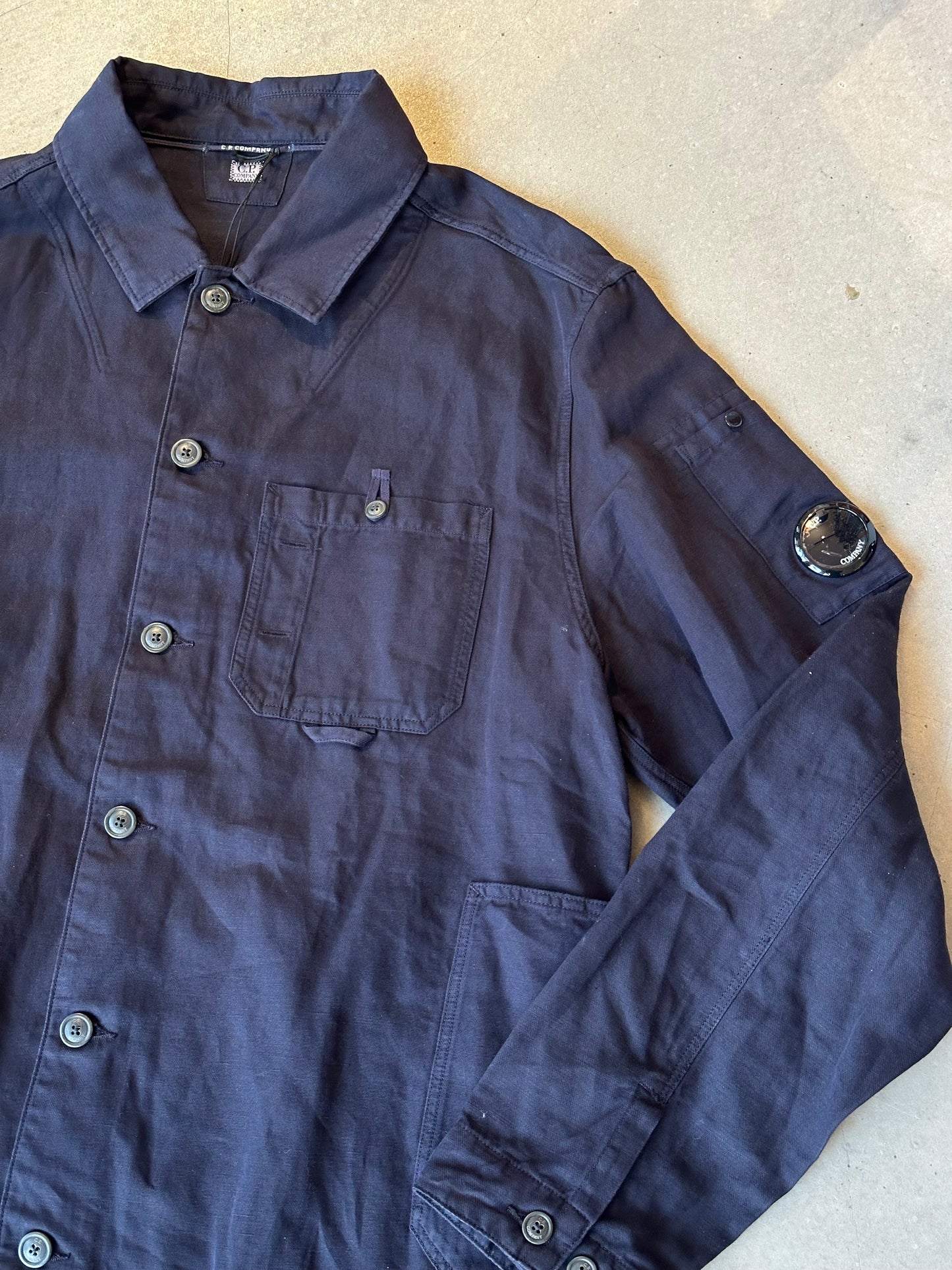 C.P. Company Cotton Linnen Lens Overshirt Total Eclipse Navy