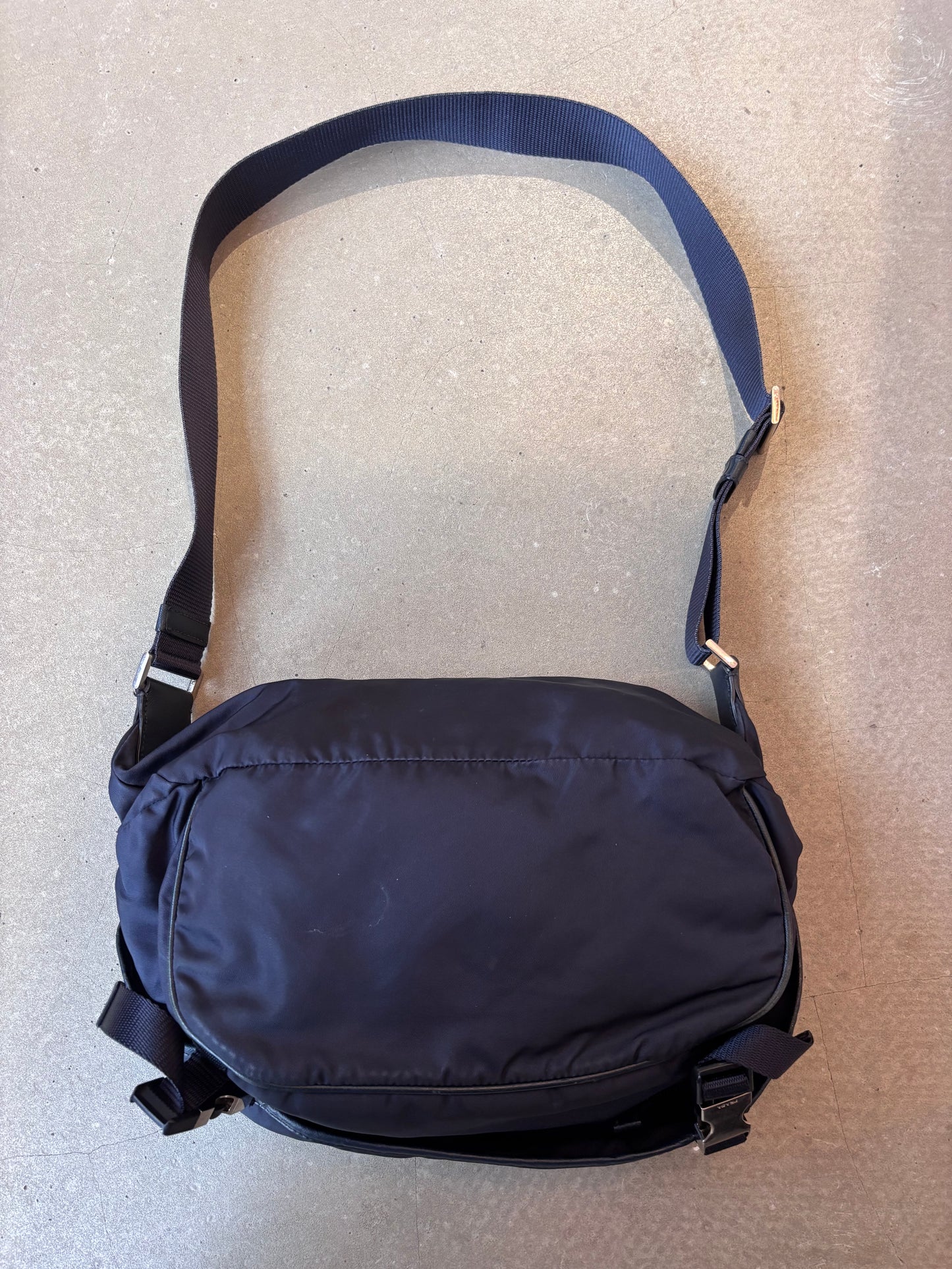 Prada Nylon Biker Messenger Bag Navy