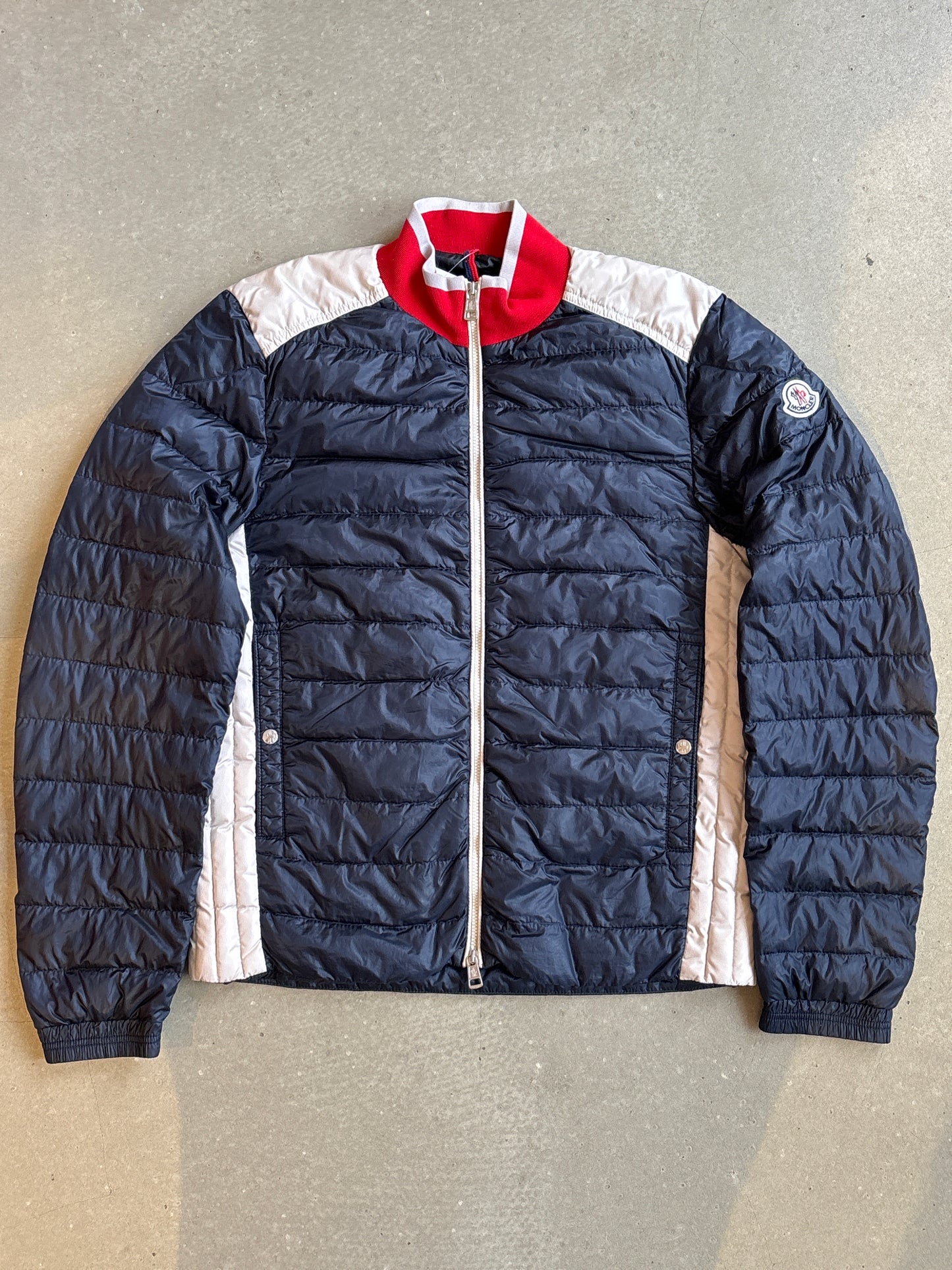 Moncler Barante Quilted Glossed Shell Jacket Navy M