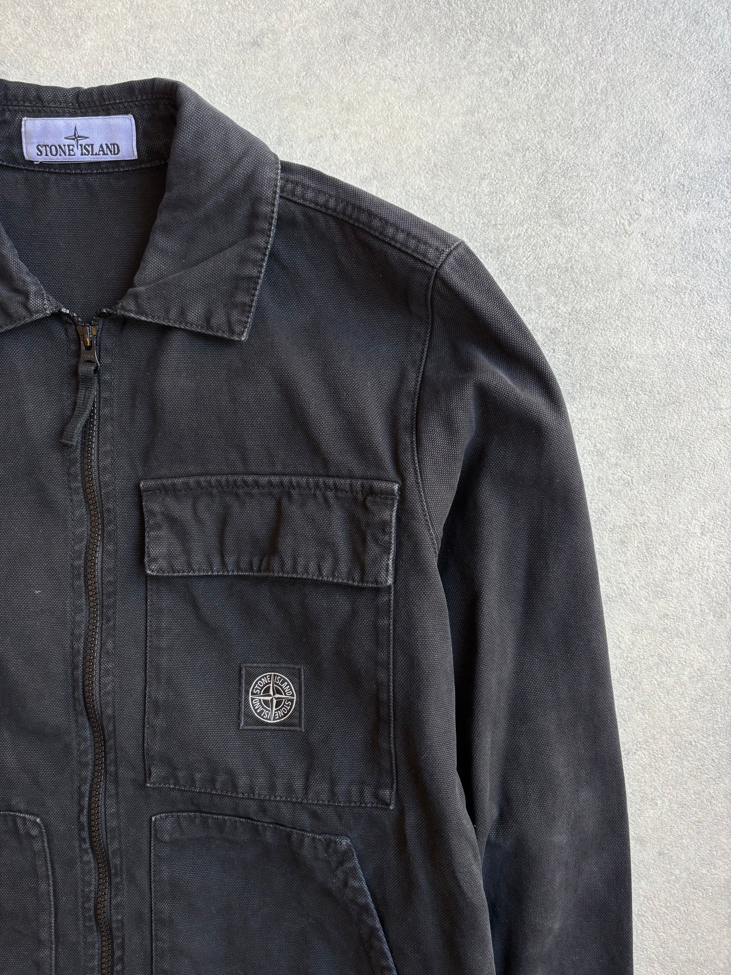 Stone Island Brushed Cotton Canvas Zip Black S