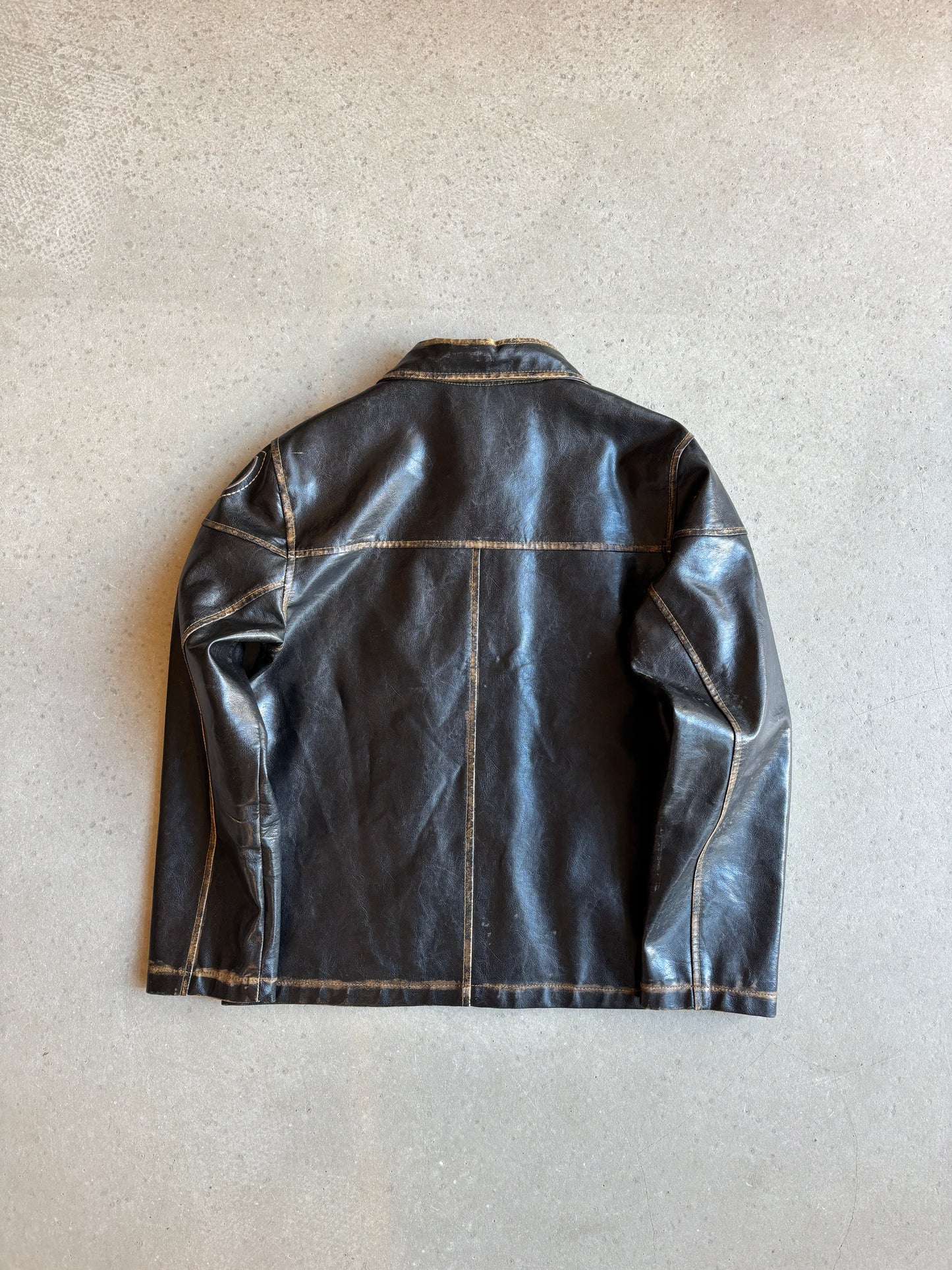 Vintage Replay Lined Leather Jacket Black Large