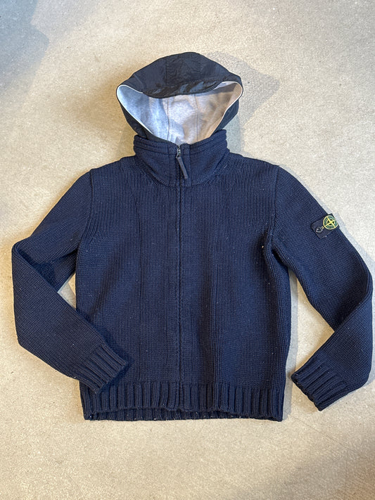 Stone Island Junior Knitted Zip Up Hoodie Blue