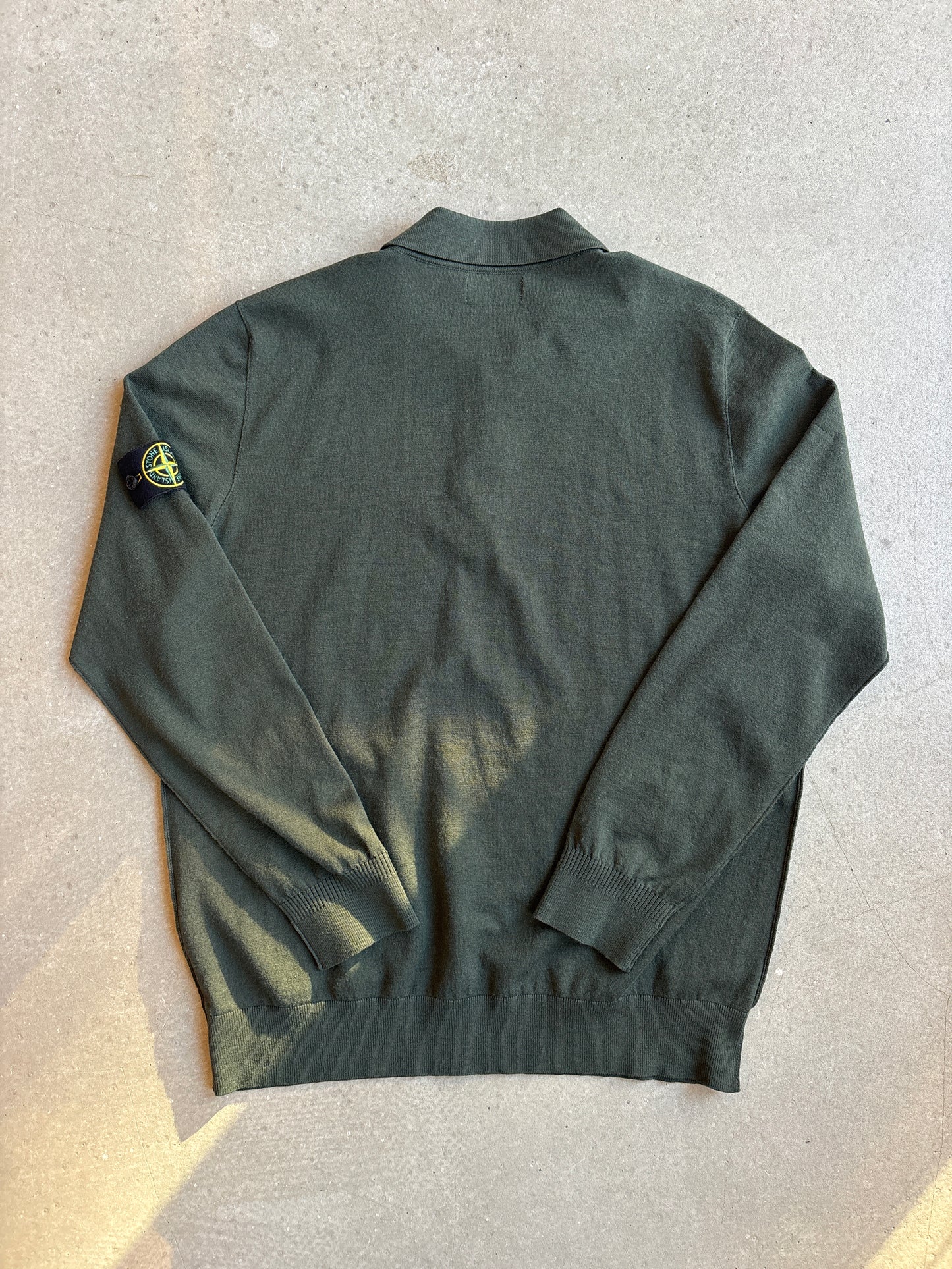 Stone Island Lana Wool Button Up Sweater Green XXL