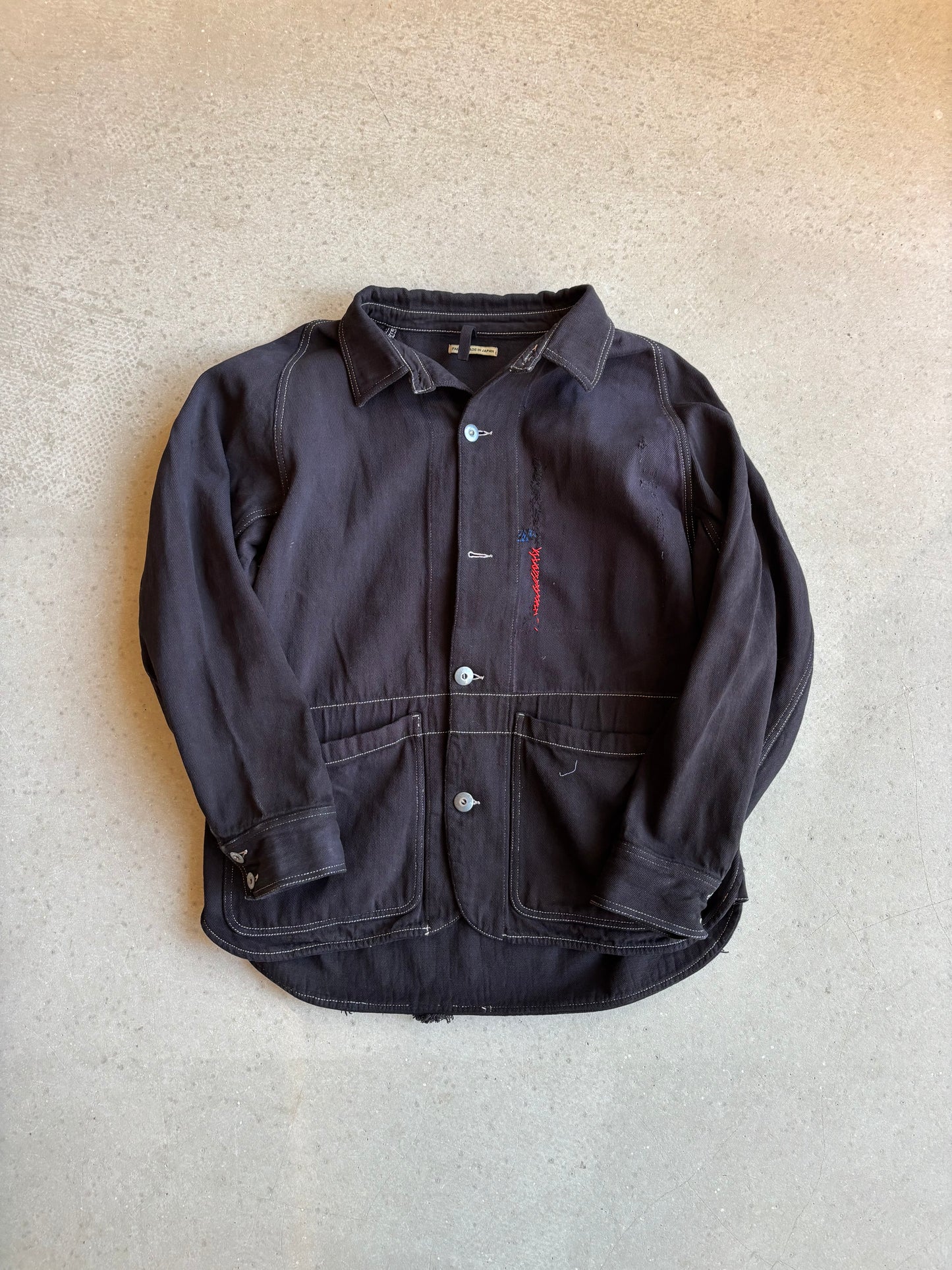 Vintage Japanese Stitched Workwear Jacket Black XL
