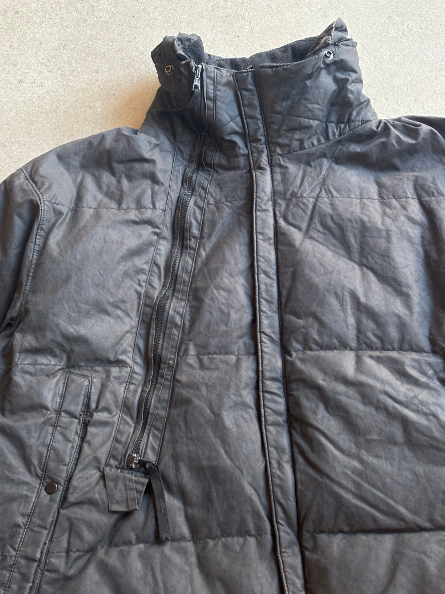 Stone Island Wax Cotton Puffer Jacket 1999 Piece No 727719 Black