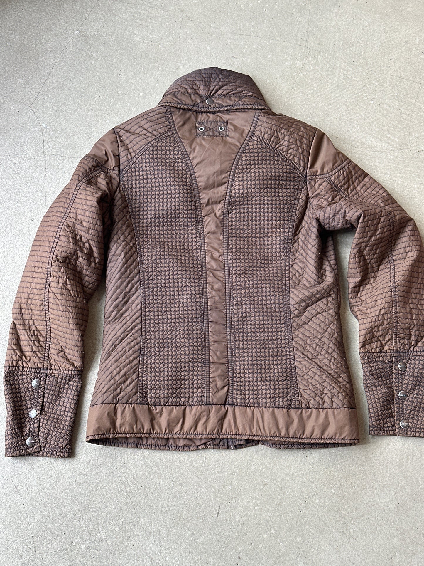 Diesel Quilted Biker Jacket Brown Medium