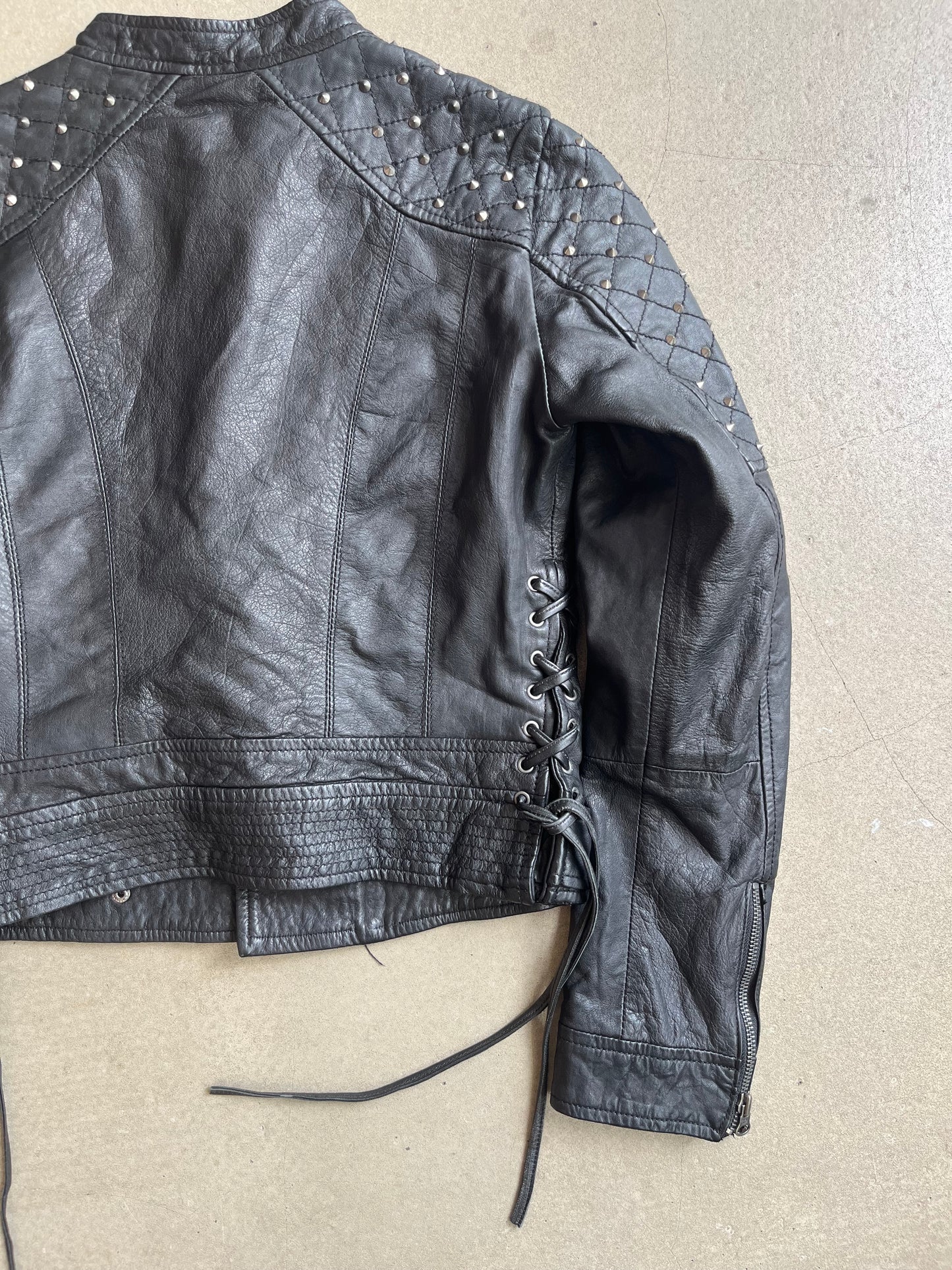 Pepe Jeans Leather Spiked Jacket Black XS