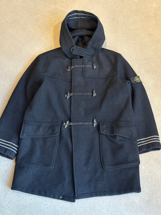 Stone Island 2003 Vintage Wool Duffle Coat Black Large