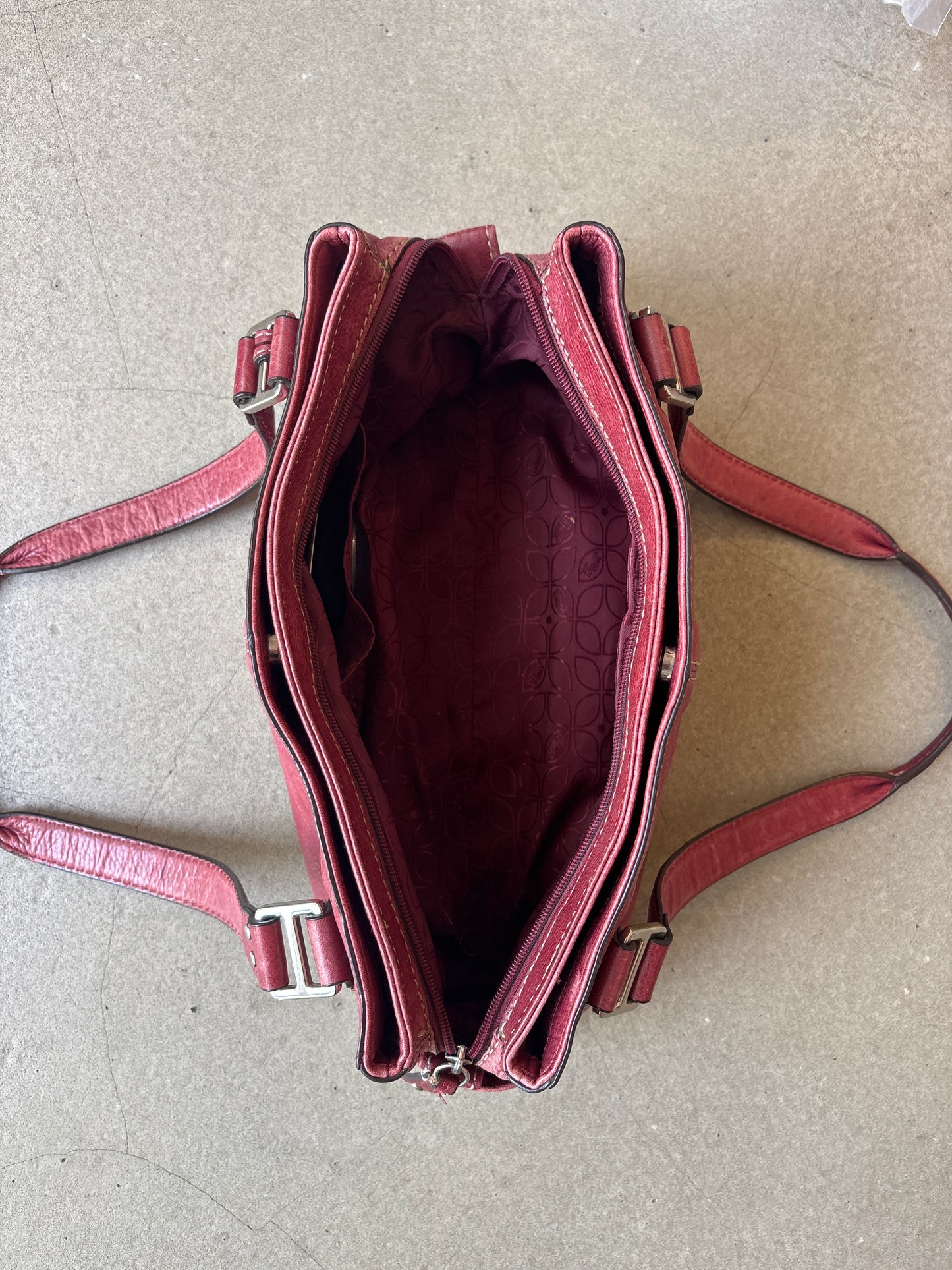 Fossil red Leather Bag