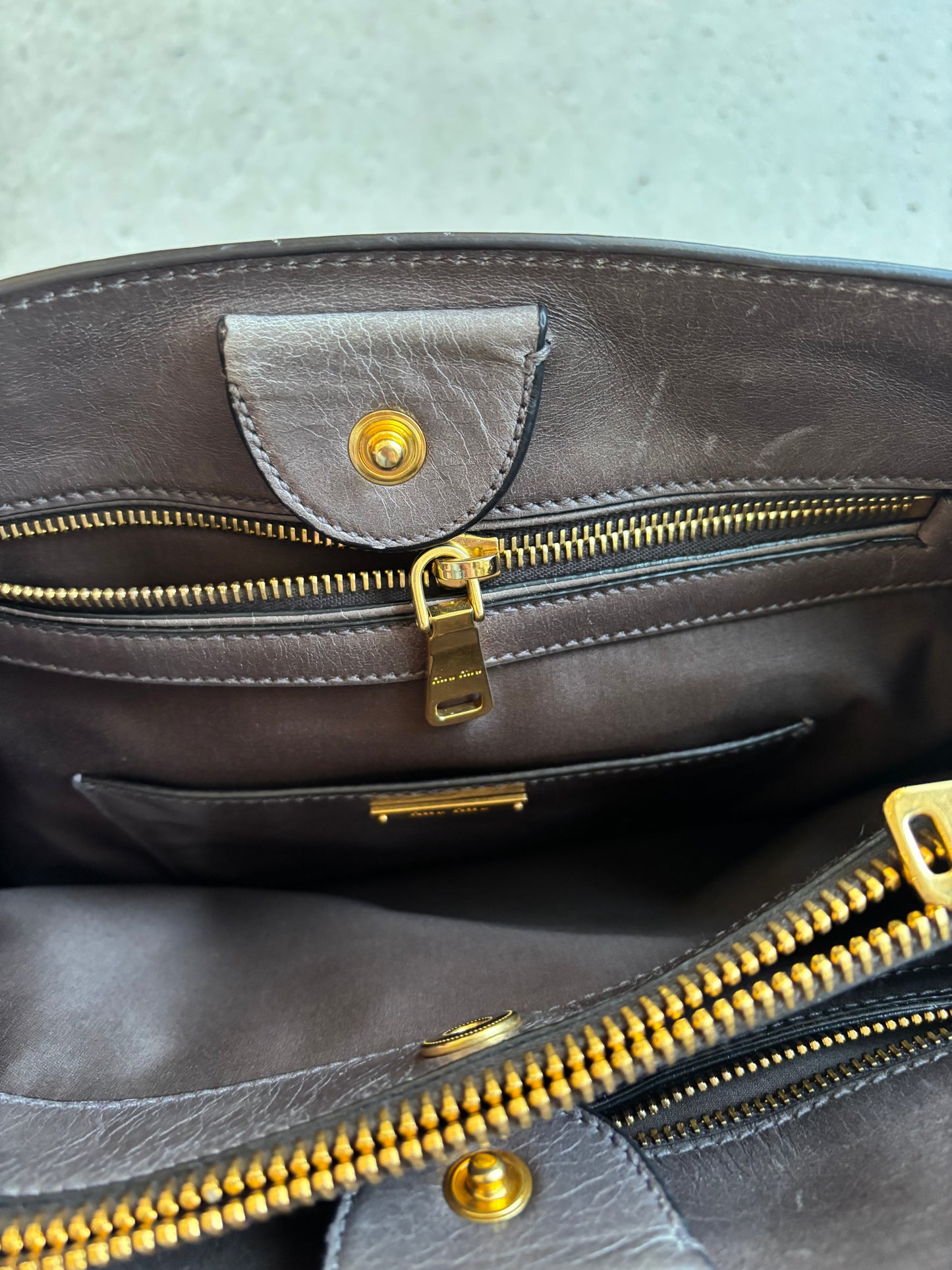 Miu Miu Vitello Leather Shiny Handbag