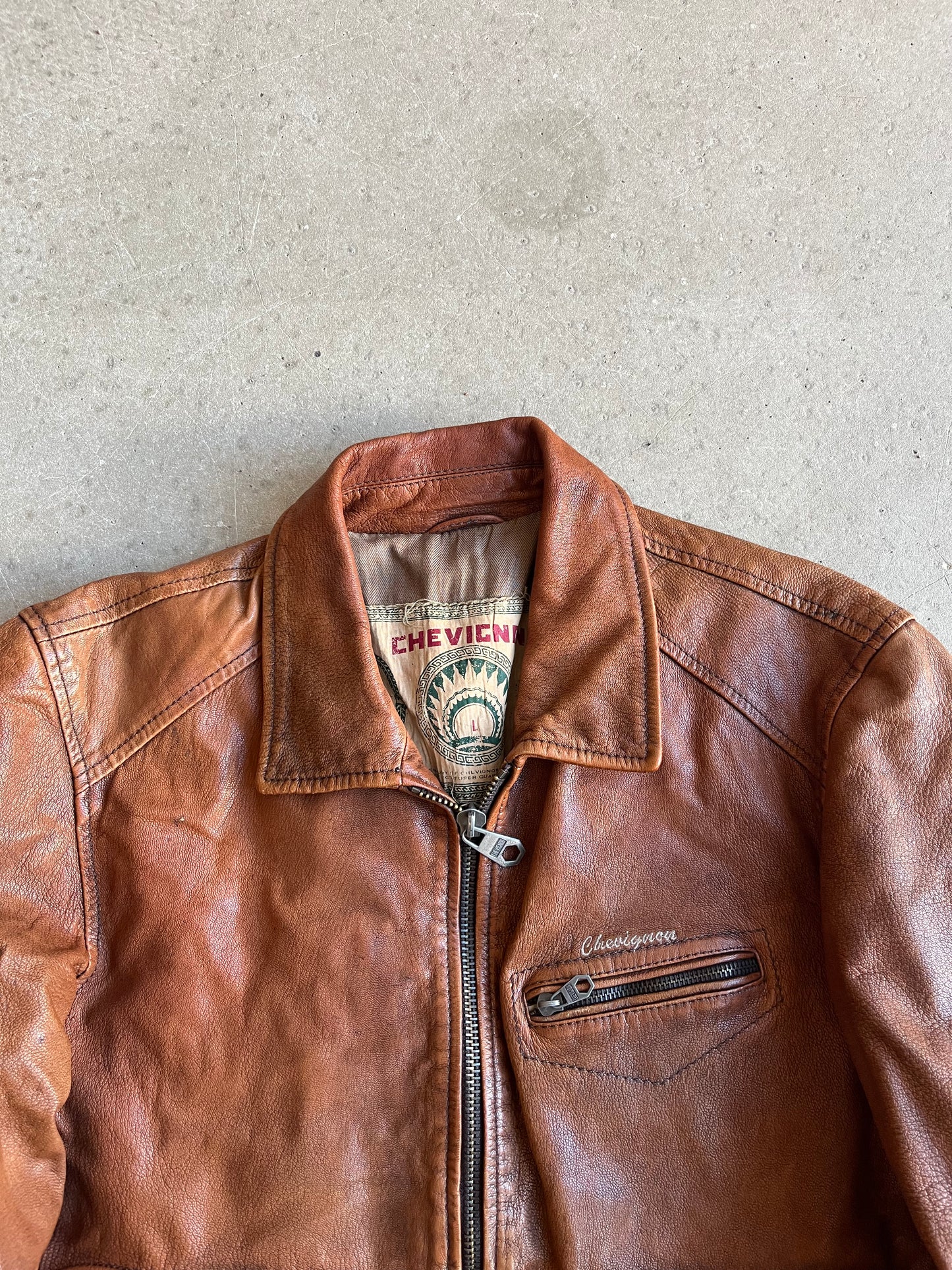 Chevignon Brown Leather Jacket Large