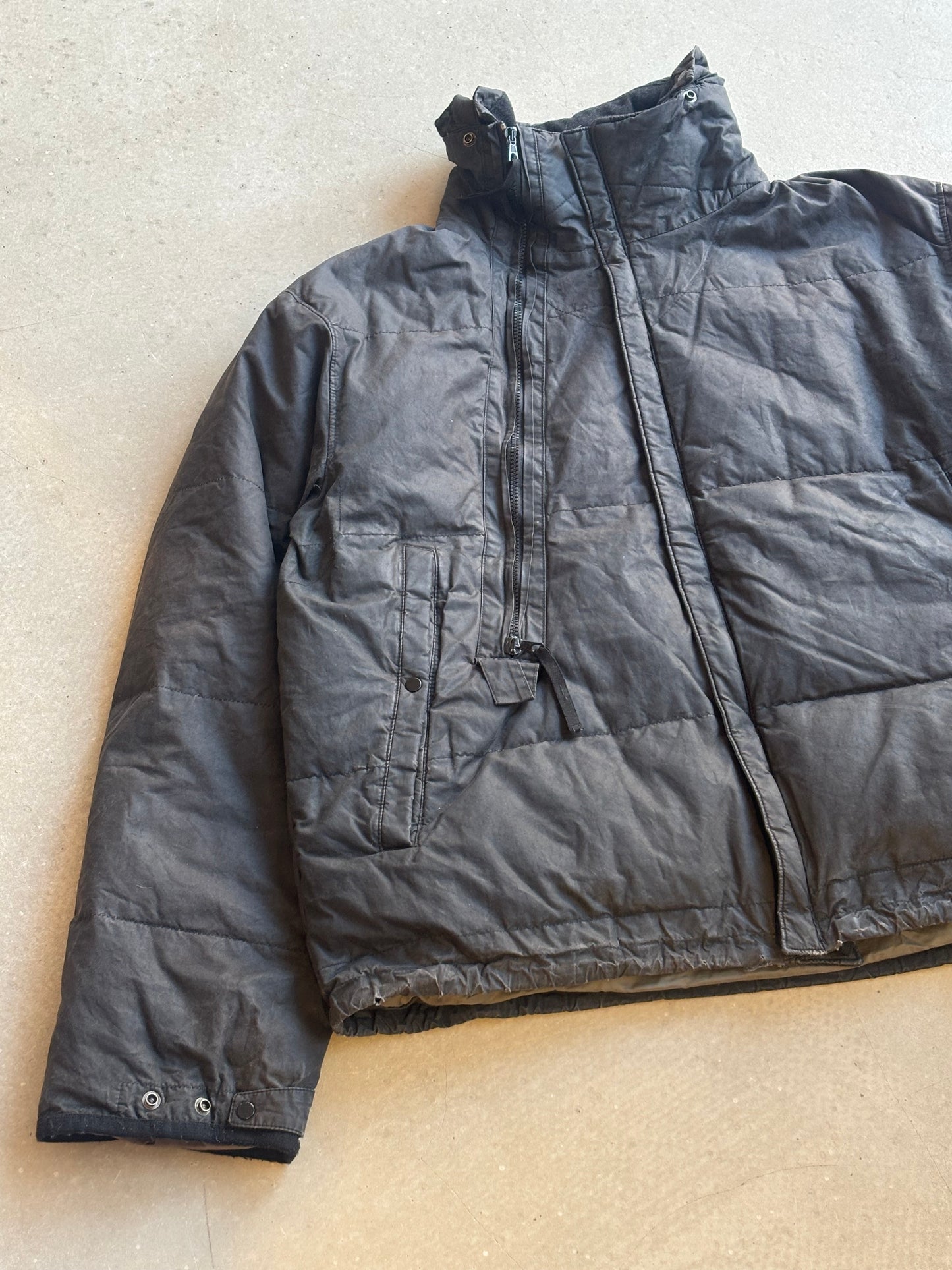 Stone Island Wax Cotton Puffer Jacket 1999 Piece No 727719 Black