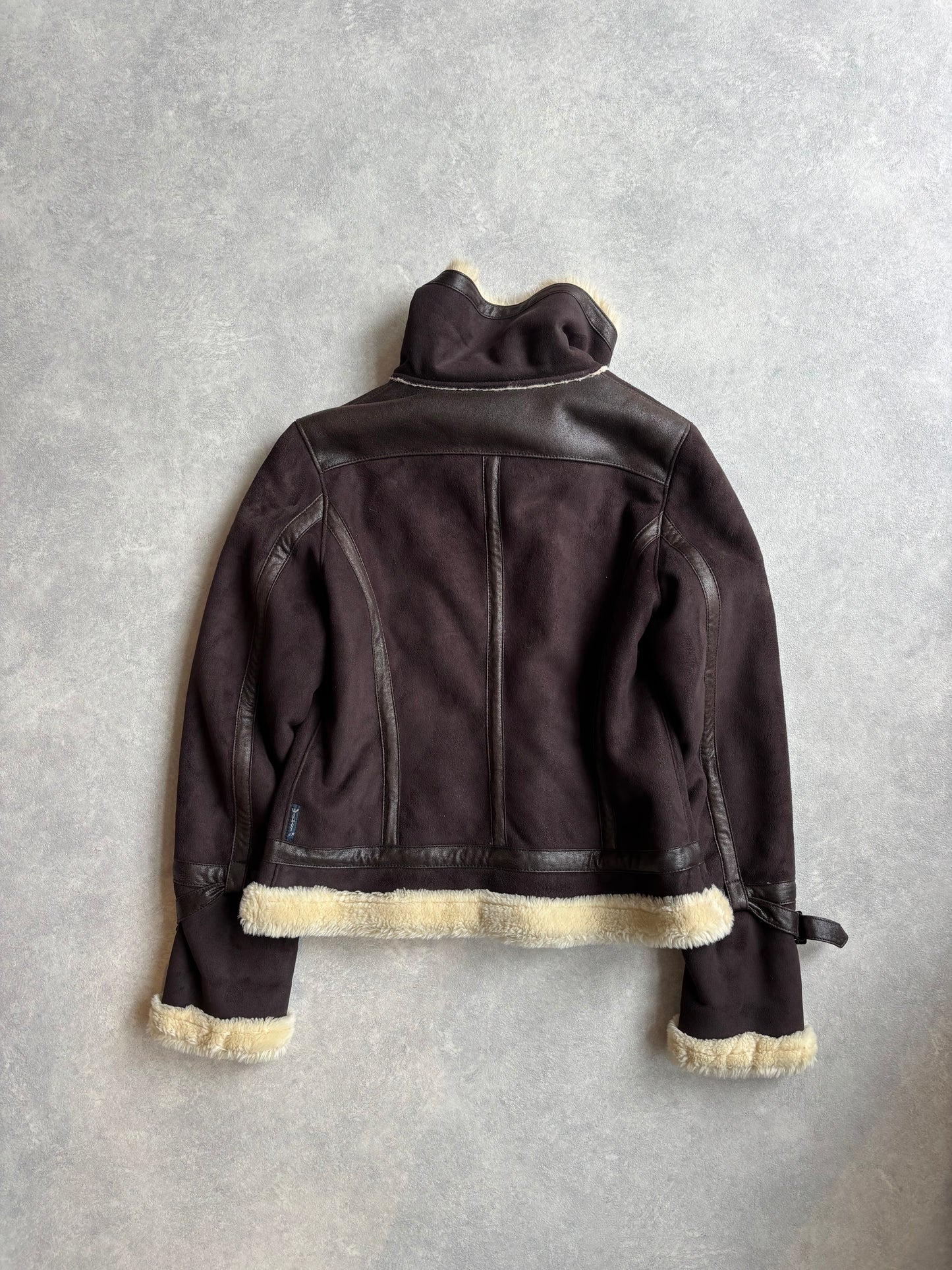 Vintage Armani Jeans Fur Biker Jacket Brown Size 46