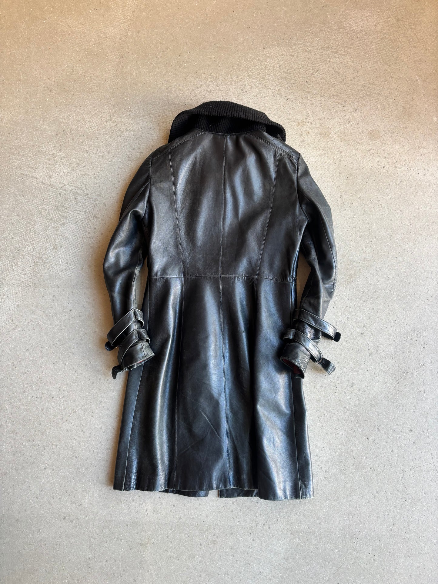 Redskins Dracucolar Leather Trenchcoat Black Medium