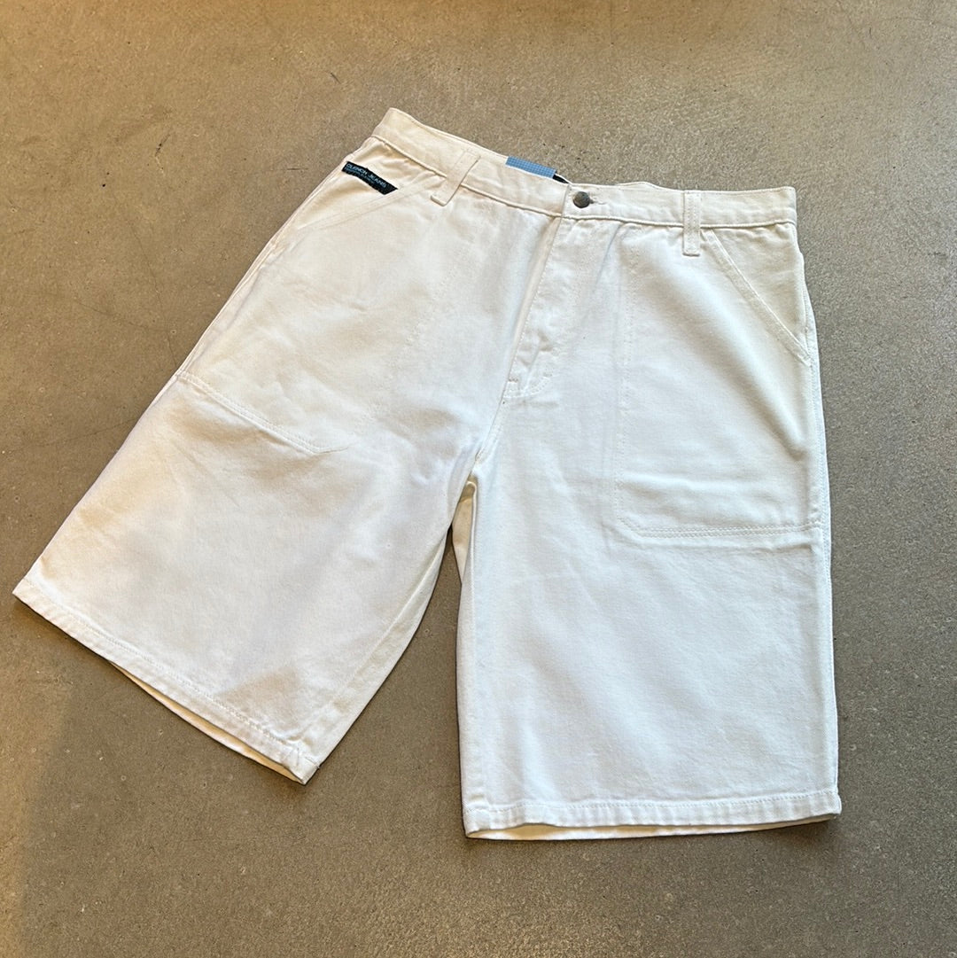 Clench White Embroided Denim Shorts