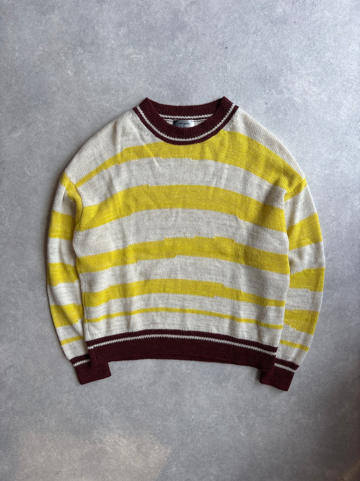 Isabel Marant Striped Alpaca Crew Yellow Large